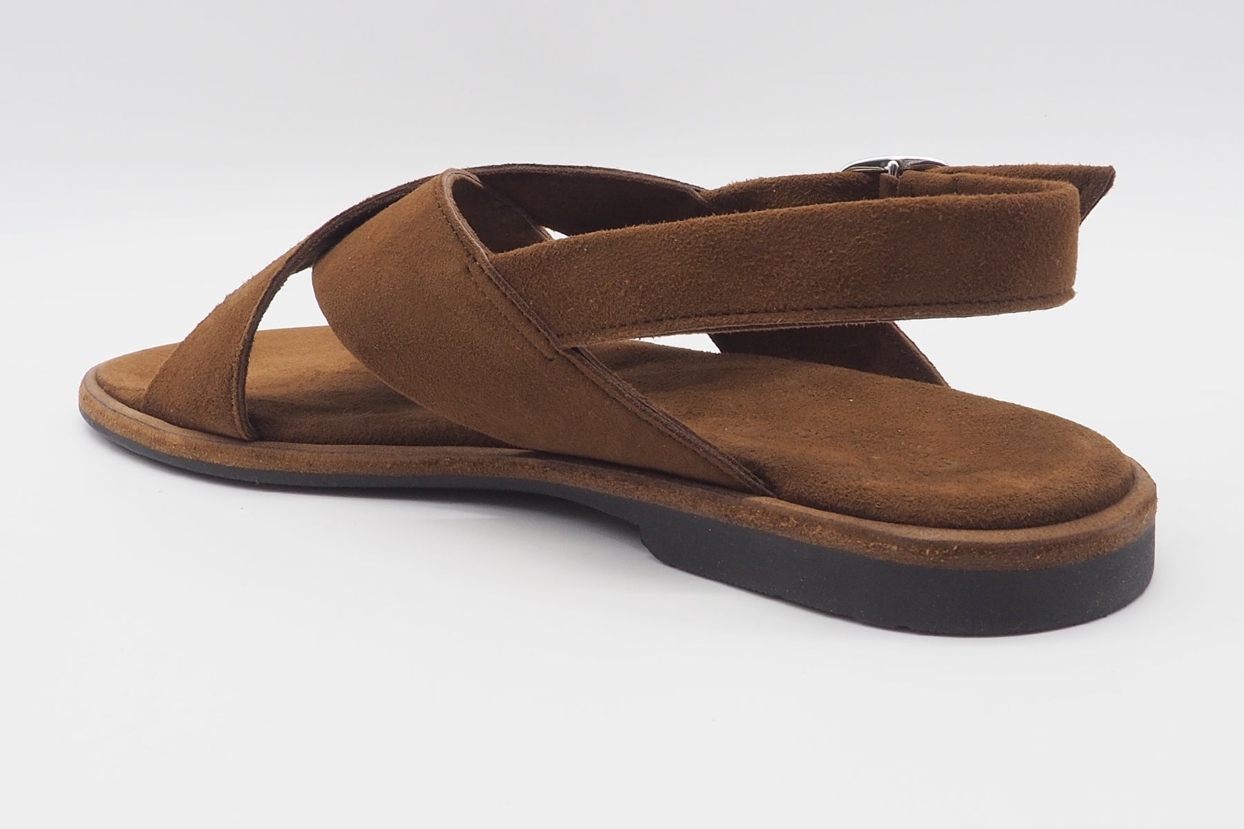 Damen Sandale mit Kreuzbandage aus Velours in Braun mit weicher Sohle Damen Sandalen Brador