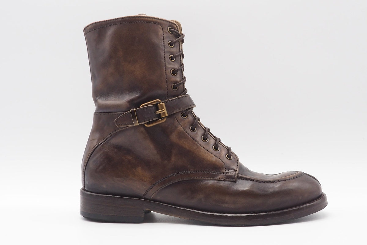 Damen Schnürboot aus Braun meliertem Leder im Vintage-Stil Damen Boots & Booties Lemargo