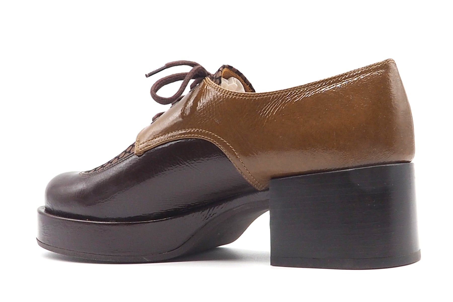 Damen Schnürer auf Platausohle in Braun & Metallic - 5 cm Absatz - Inora Damen Loafers & Schnürer Chie Mihara