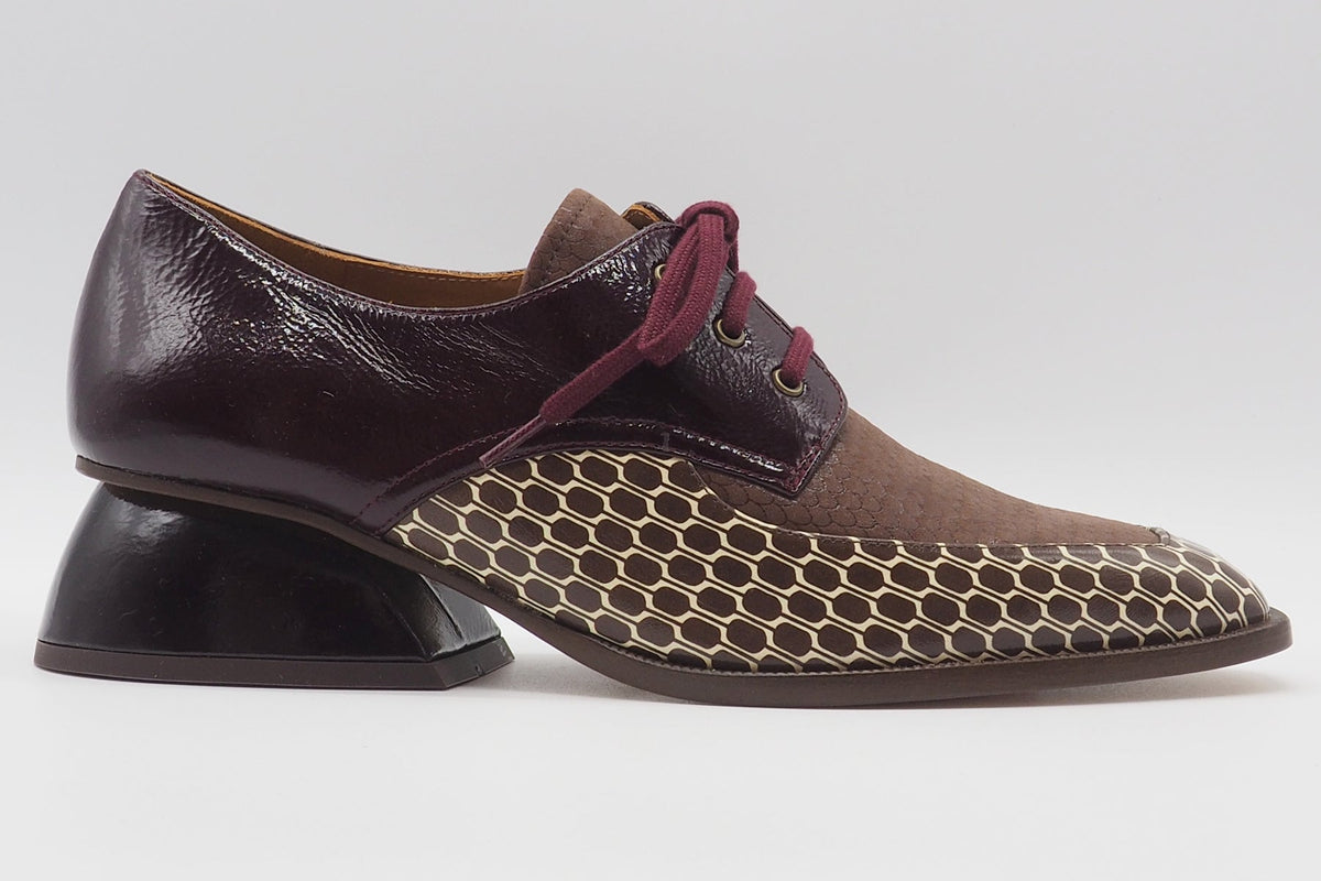 Damen Schnürhalbschuh in Brauntönen - Grafisch bedruckt in Leder - Caligo Damen Loafers & Schnürer Chie Mihara