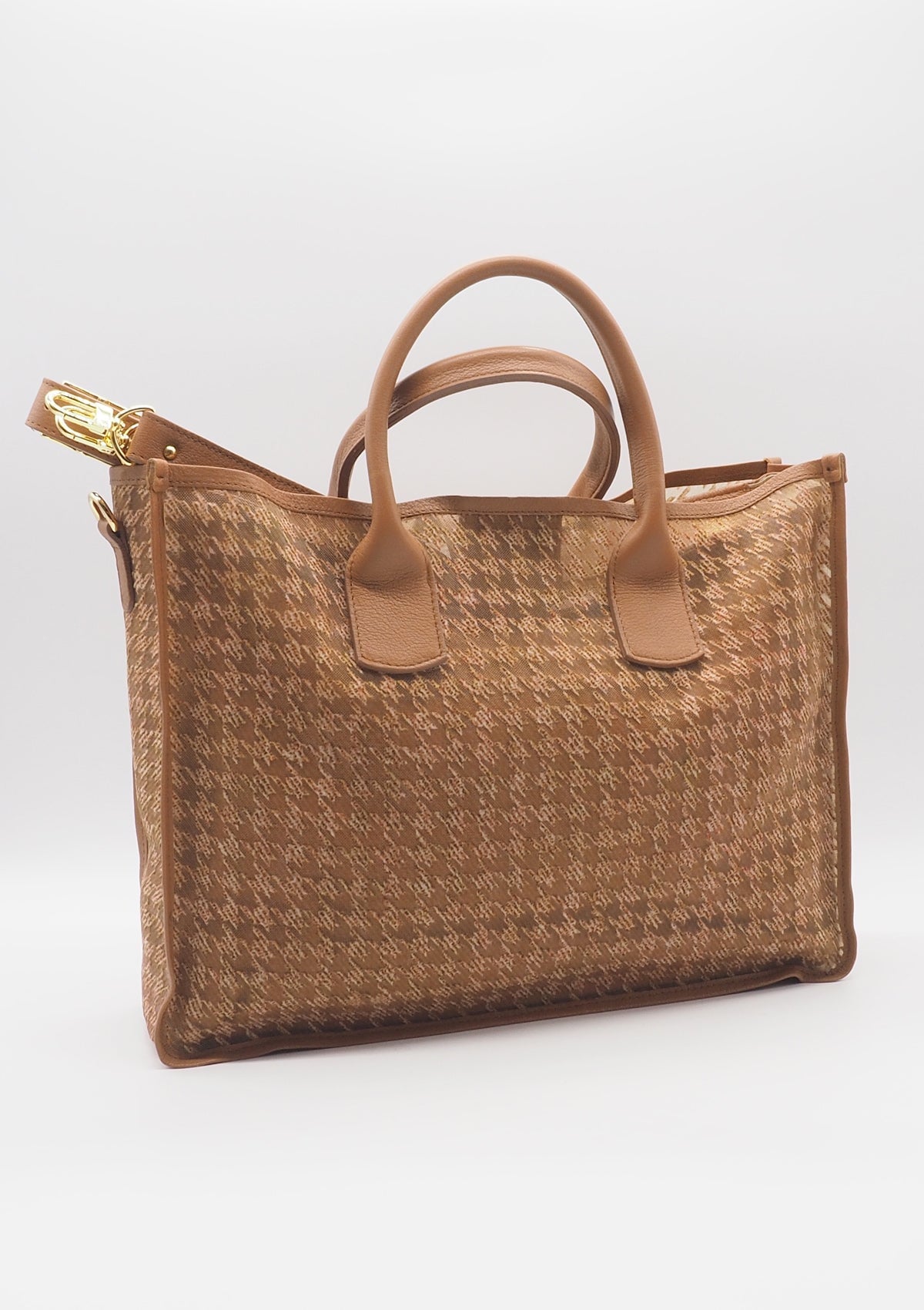 Damen Shopper aus Mesh & Leder in Braun - mit Lederriemen Damen Tasche Brunate
