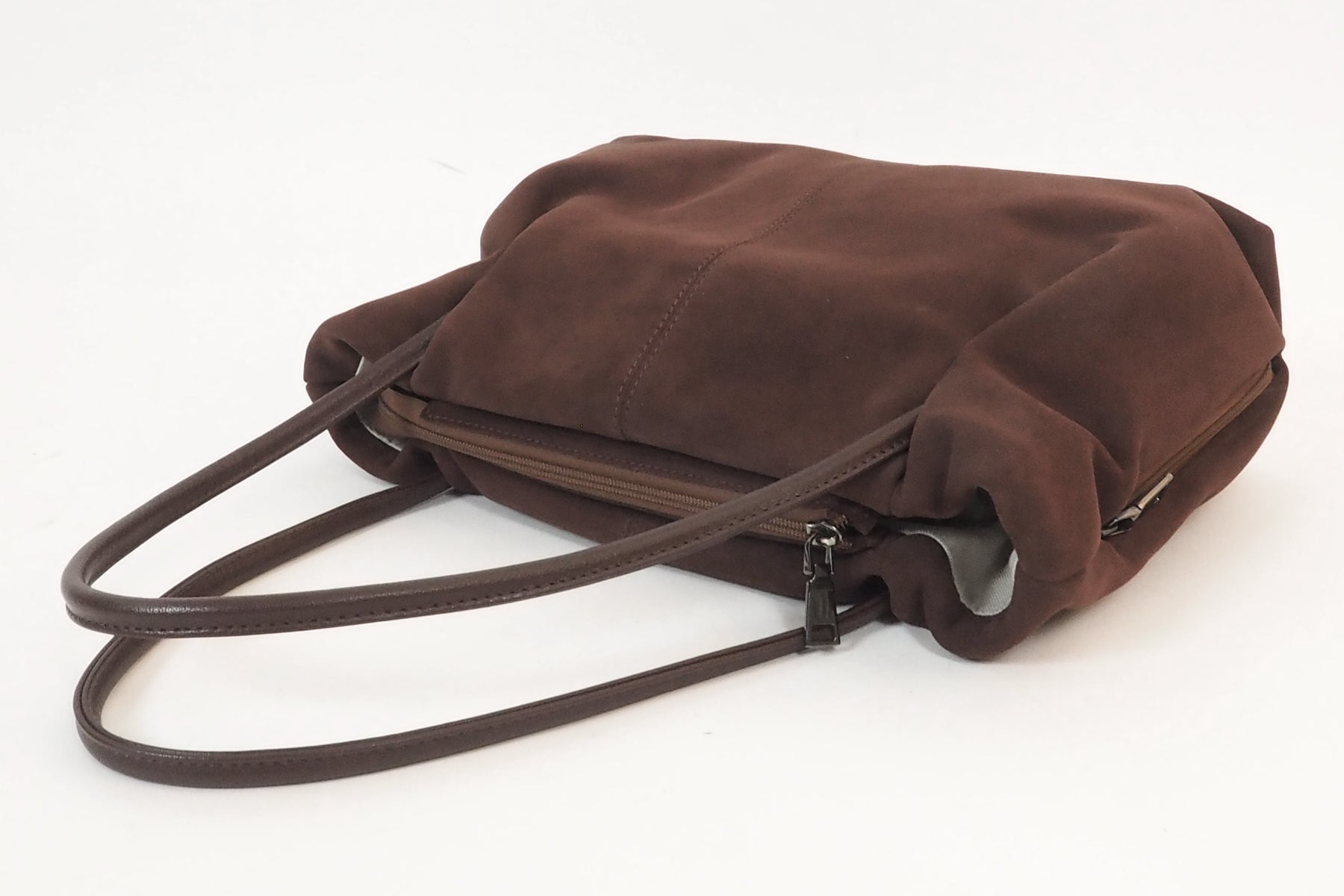 Damen Shopper aus Veloursleder in Rostbraun Taschen Tote-Bag Brunate