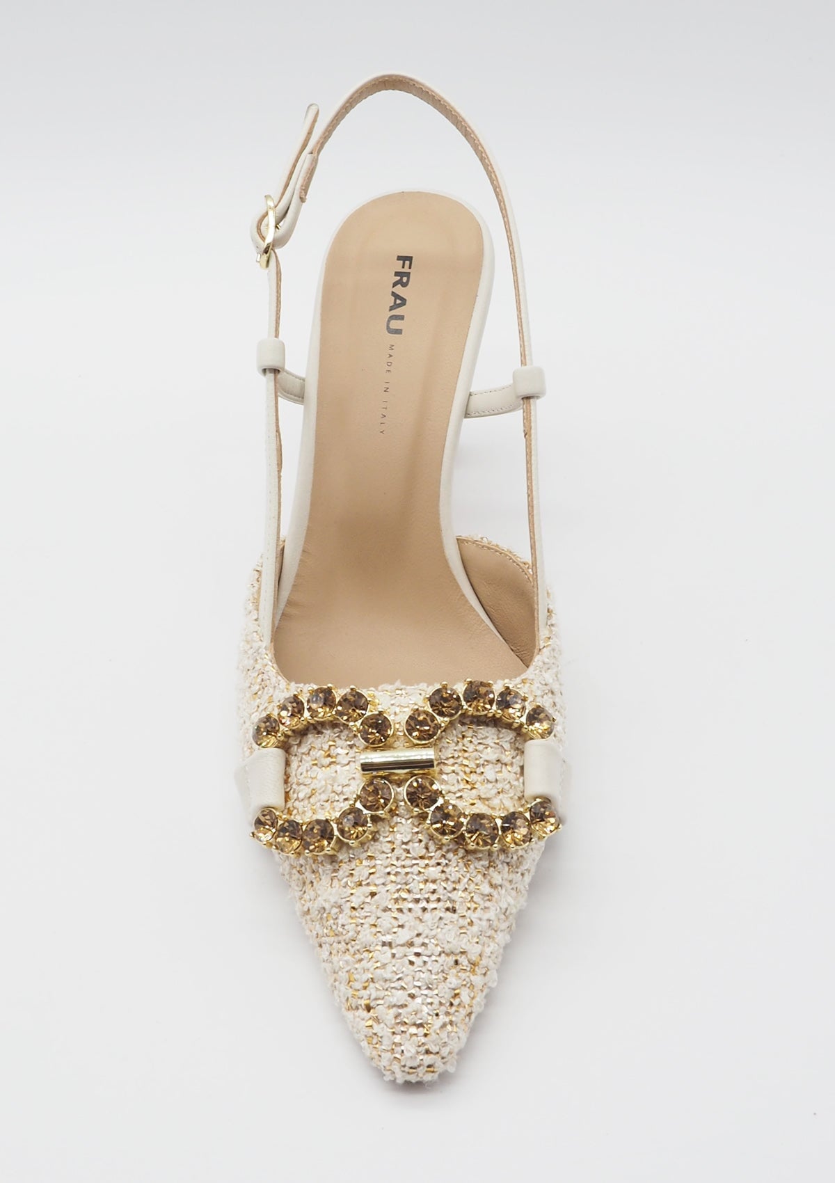 Damen Sling aus edlem Bouclé mit Dekorschnalle - 7,5 cm Absatz Damen Sling Frau Verona