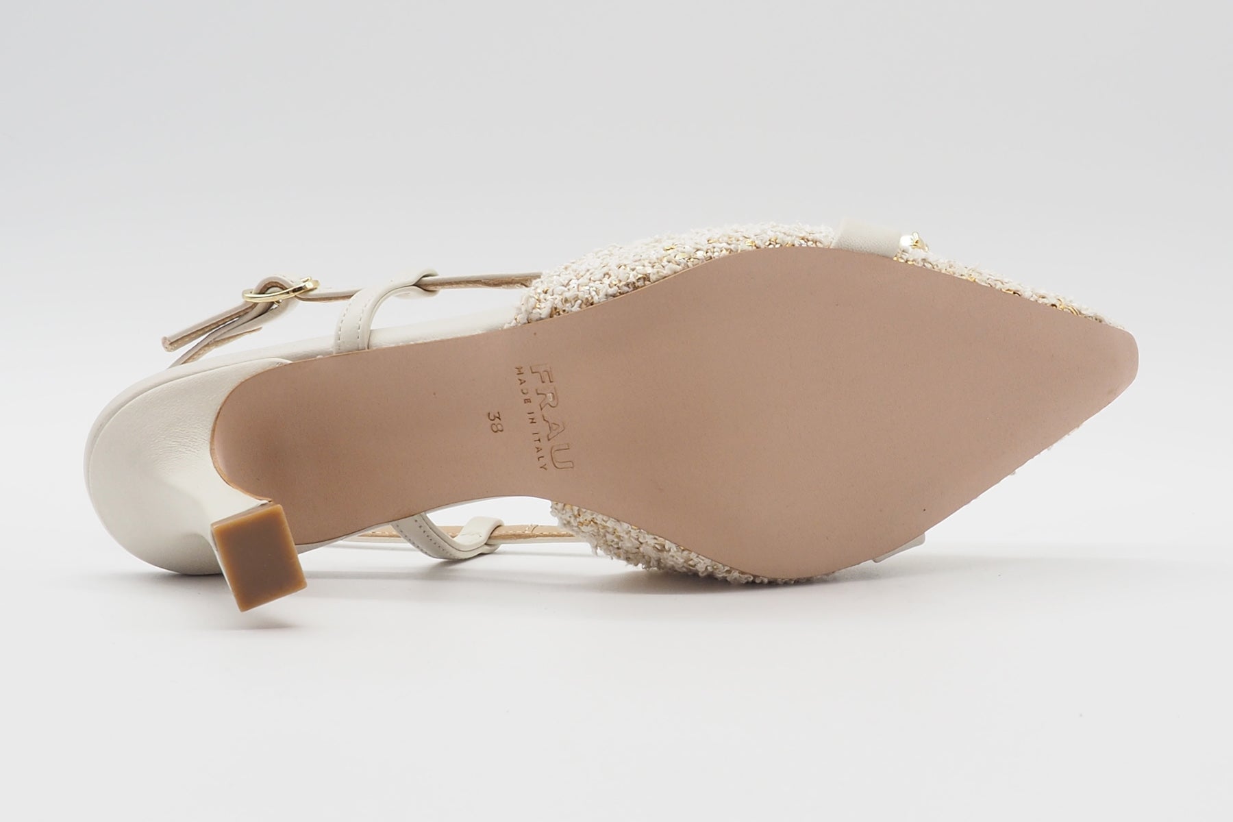 Damen Sling aus edlem Bouclé mit Dekorschnalle - 7,5 cm Absatz Damen Sling Frau Verona