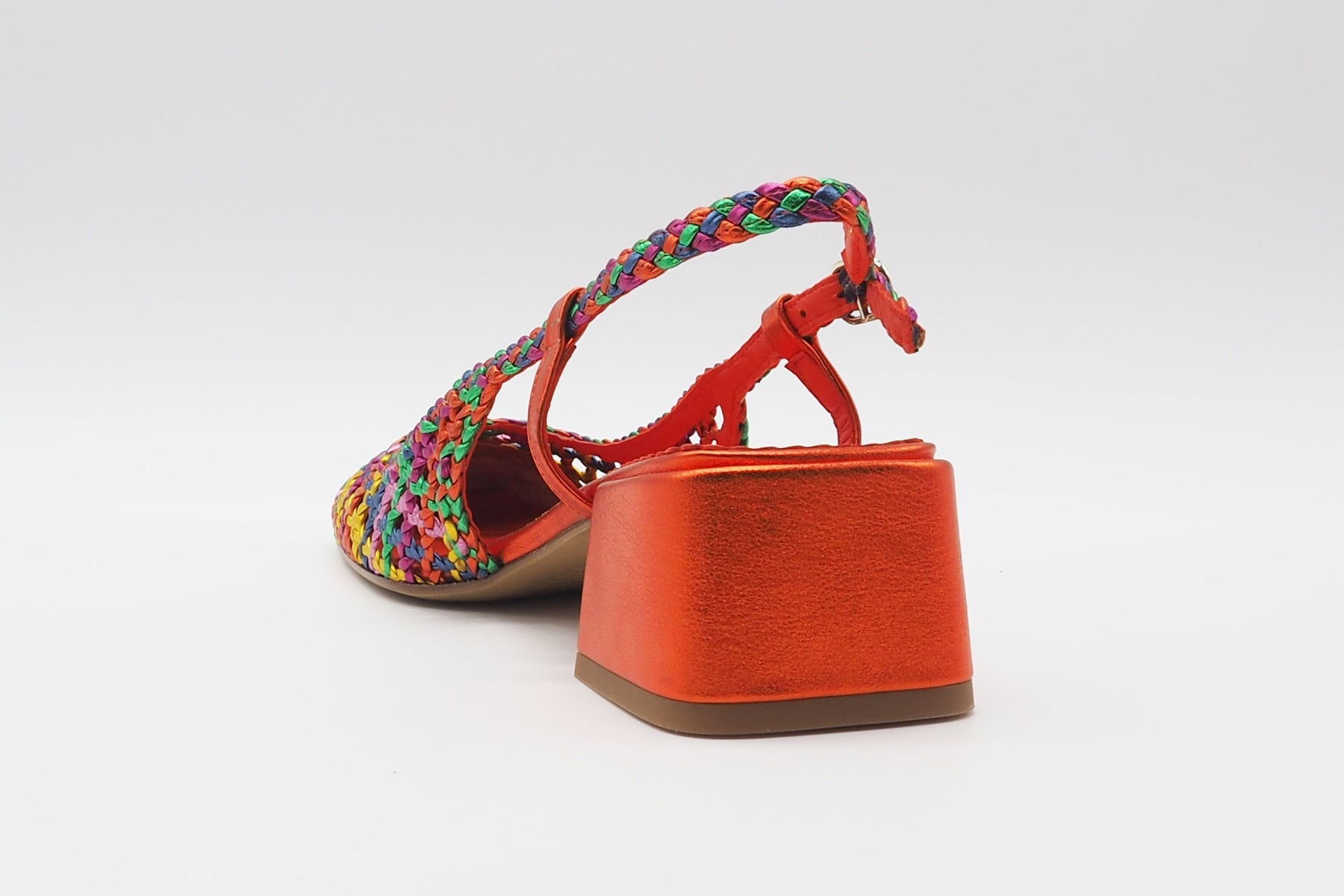 Damen Sling aus geflochtenem Metallicleder in Multicolor - Absatz 4,5cm Damen Pumps & Slings Pons Quintana