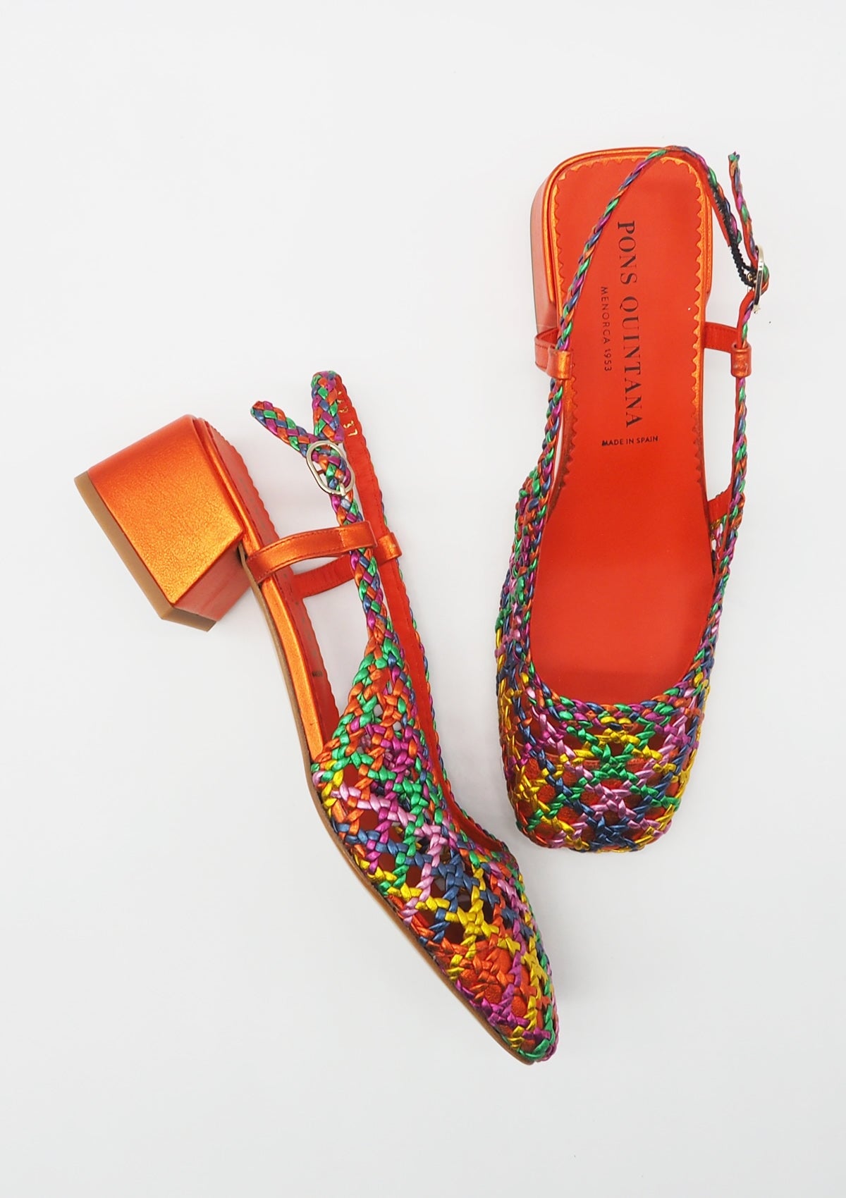 Damen Sling aus geflochtenem Metallicleder in Multicolor - Absatz 4,5cm Damen Pumps & Slings Pons Quintana