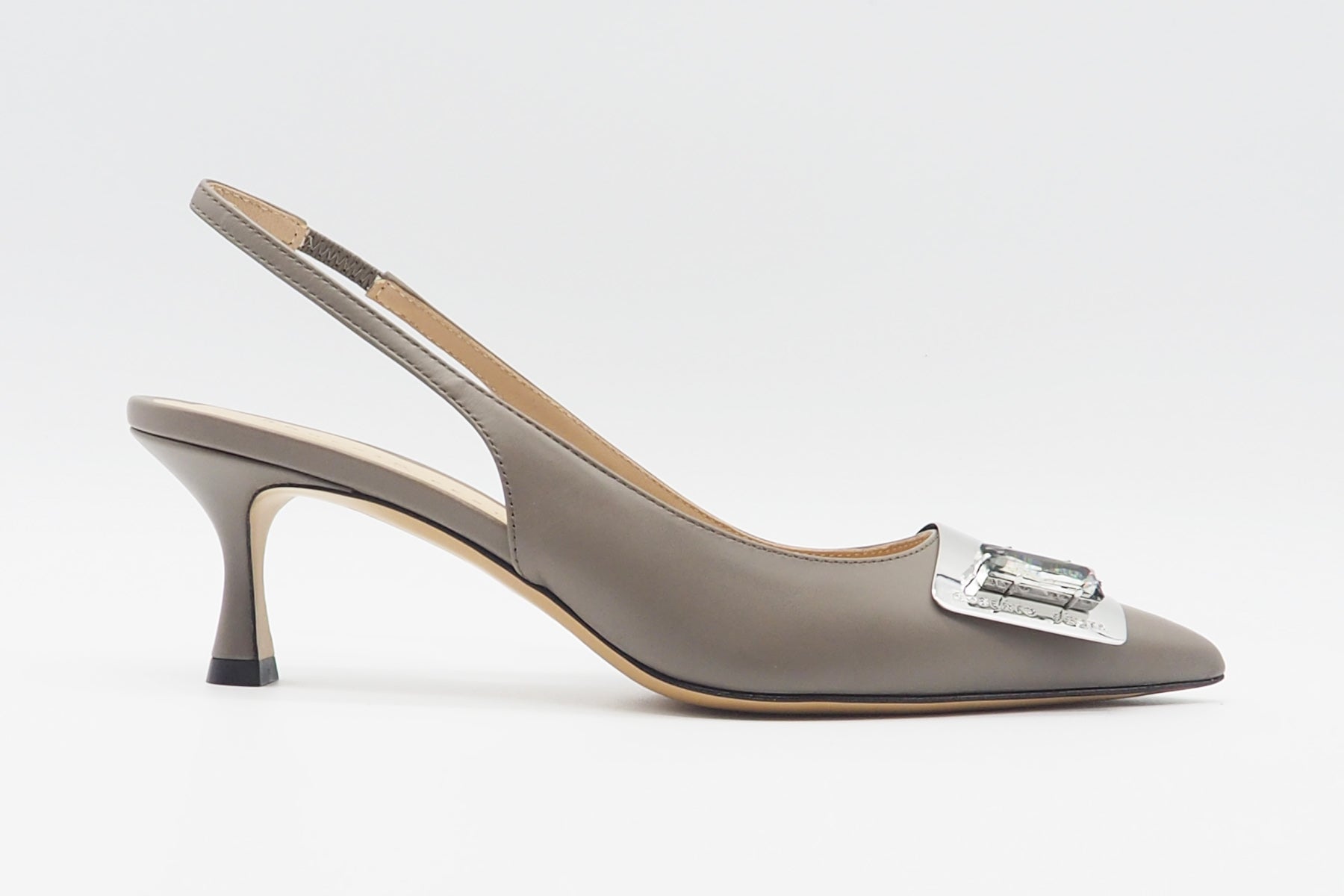 Damen Sling aus Glattleder in Grau - Absatz 6cm Damen Pumps & Slings Roberto Festa