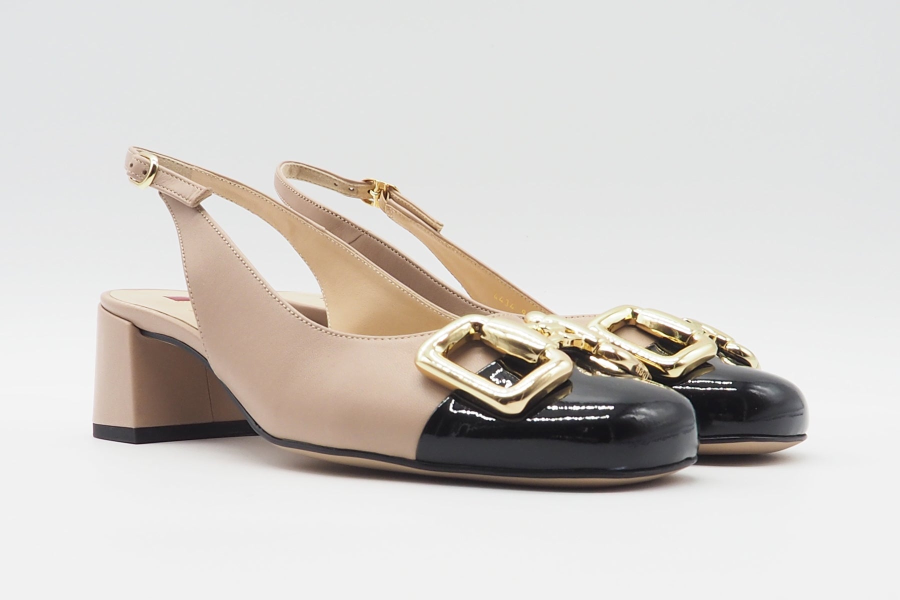 Damen Sling aus Glattleder in Nude mit schwarzer Lackspitze - Absatz 6cm Damen Pumps & Slings Högl