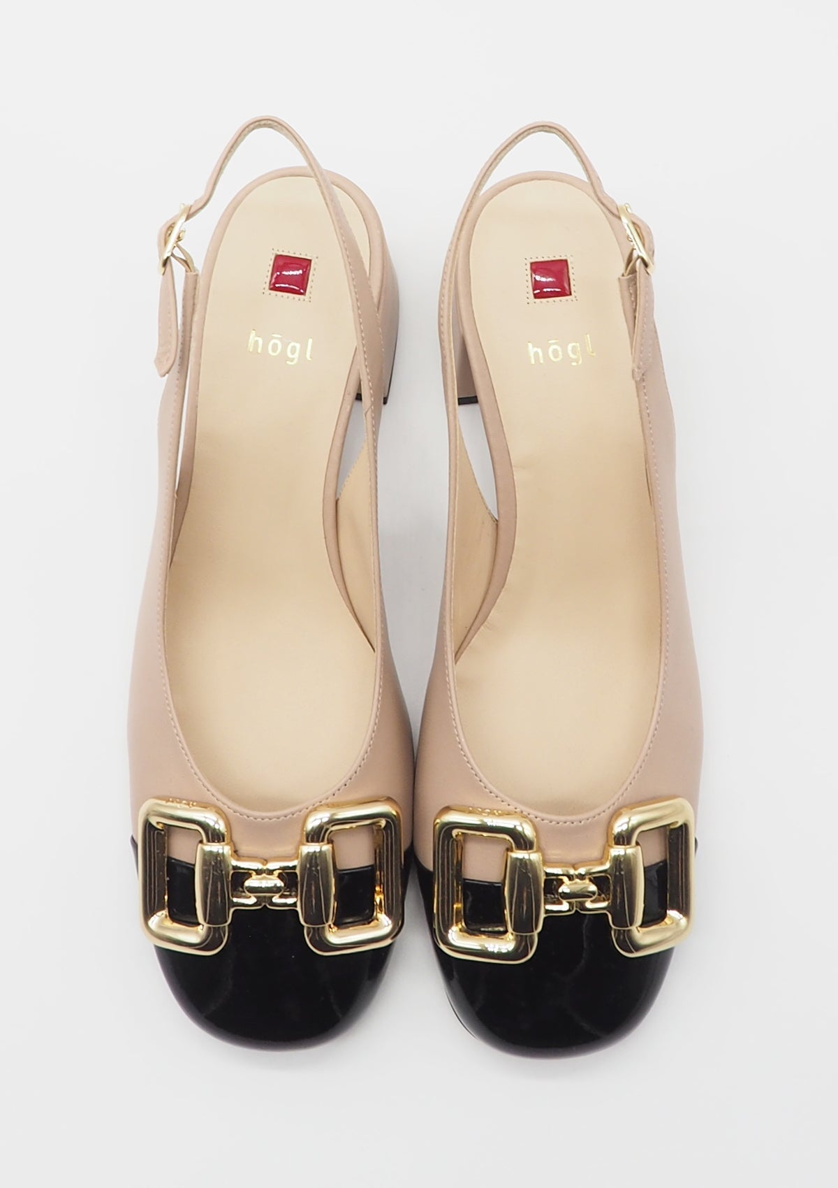 Damen Sling aus Glattleder in Nude mit schwarzer Lackspitze - Absatz 6cm Damen Pumps & Slings Högl
