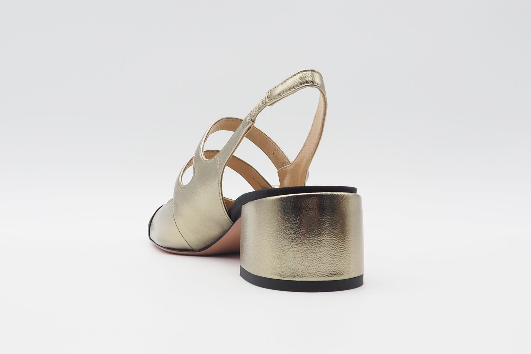 Damen Sling aus Metallicleder in Gold & Schwarz - Absatz 5cm Damen Pumps & Slings Roberto Festa