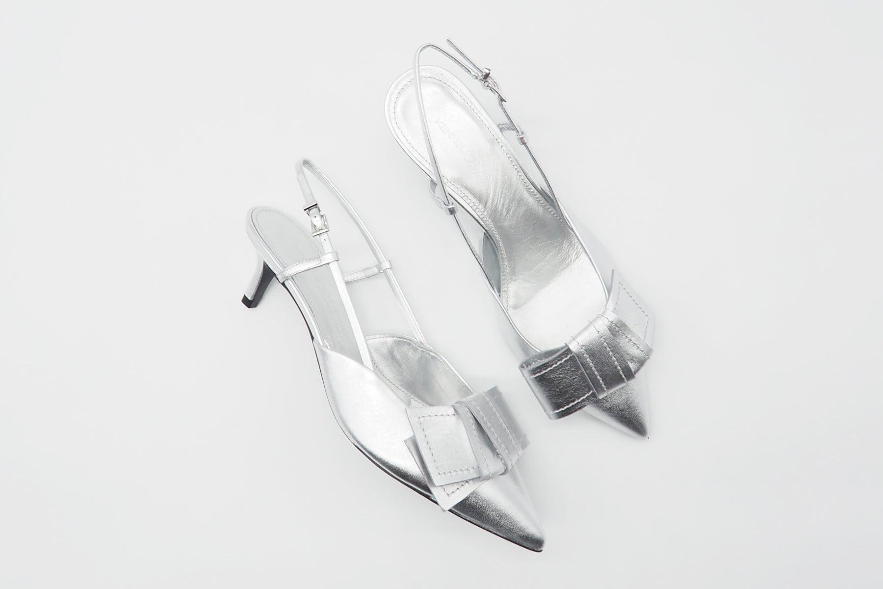 Damen Sling aus Metallicleder in Silber - Absatz 6cm Damen Pumps & Slings Kennel & Schmenger