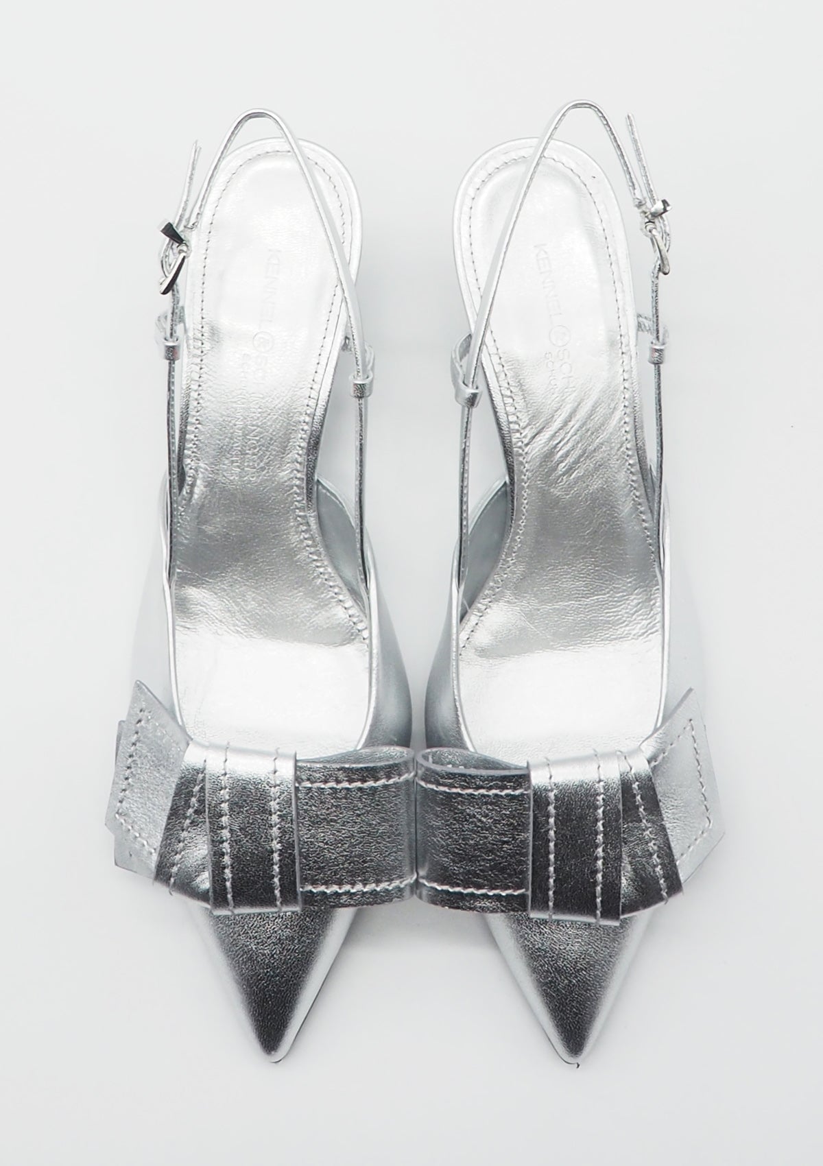 Damen Sling aus Metallicleder in Silber - Absatz 6cm Damen Pumps & Slings Kennel & Schmenger