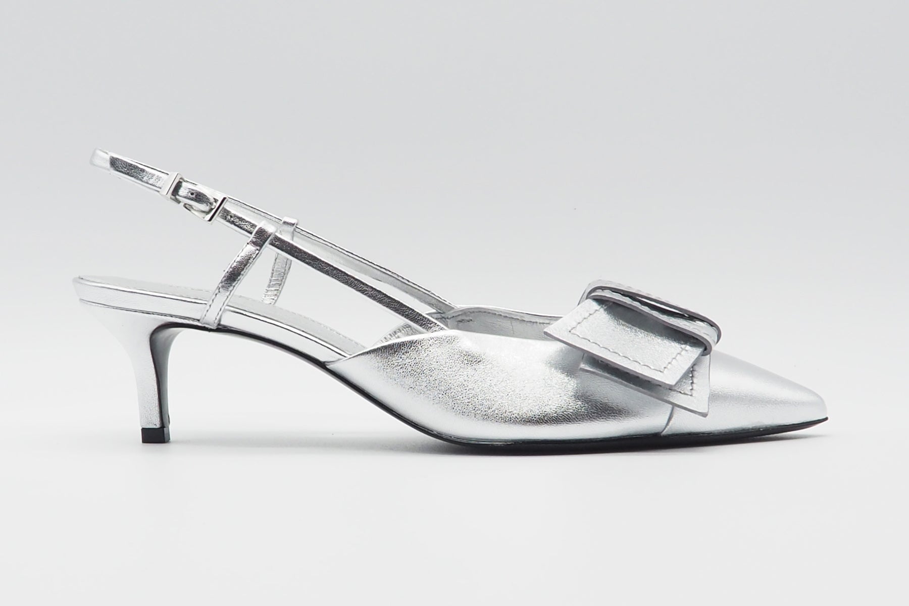 Damen Sling aus Metallicleder in Silber - Absatz 6cm Damen Pumps & Slings Kennel & Schmenger