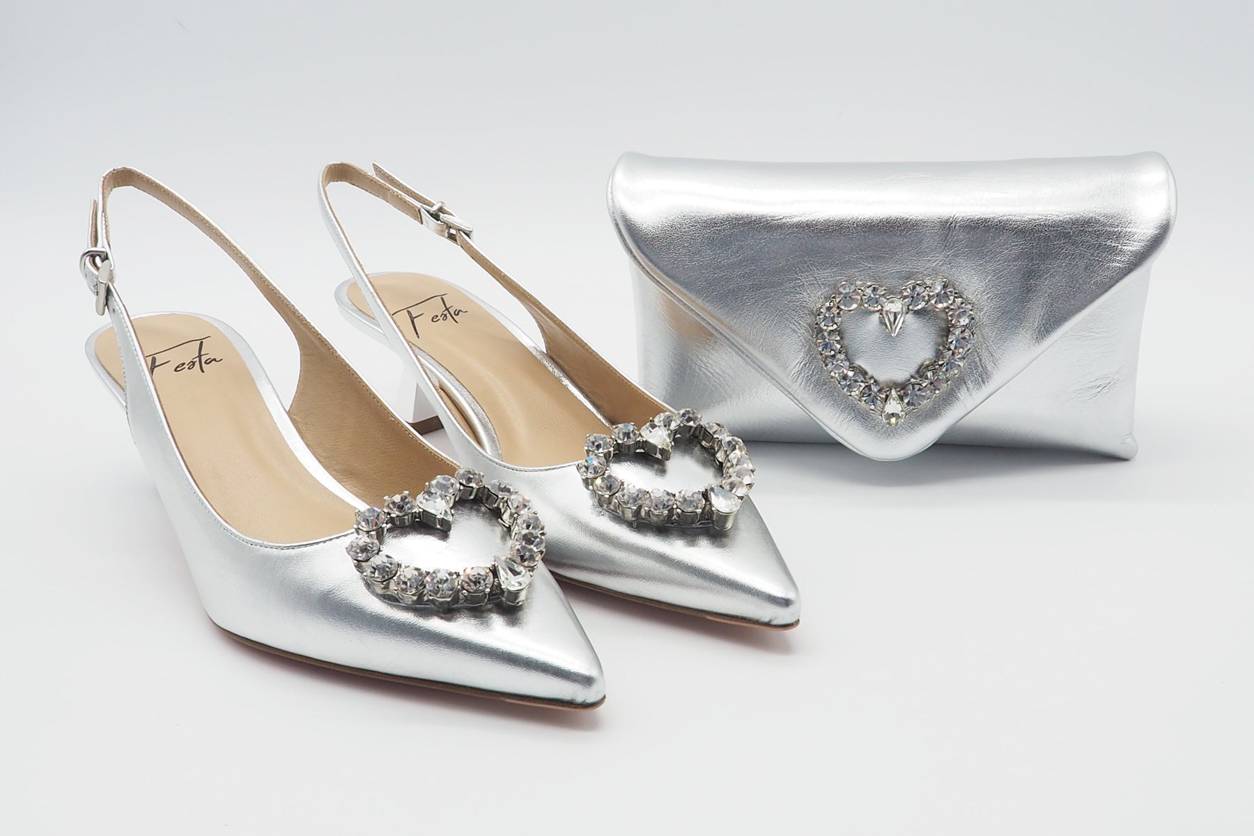 Damen Sling aus Metallicleder in Silber - Absatz 6cm Damen Pumps & Slings Roberto Festa