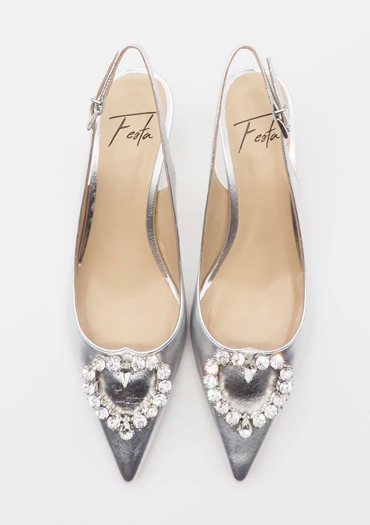 Damen Sling aus Metallicleder in Silber - Absatz 6cm Damen Pumps & Slings Roberto Festa