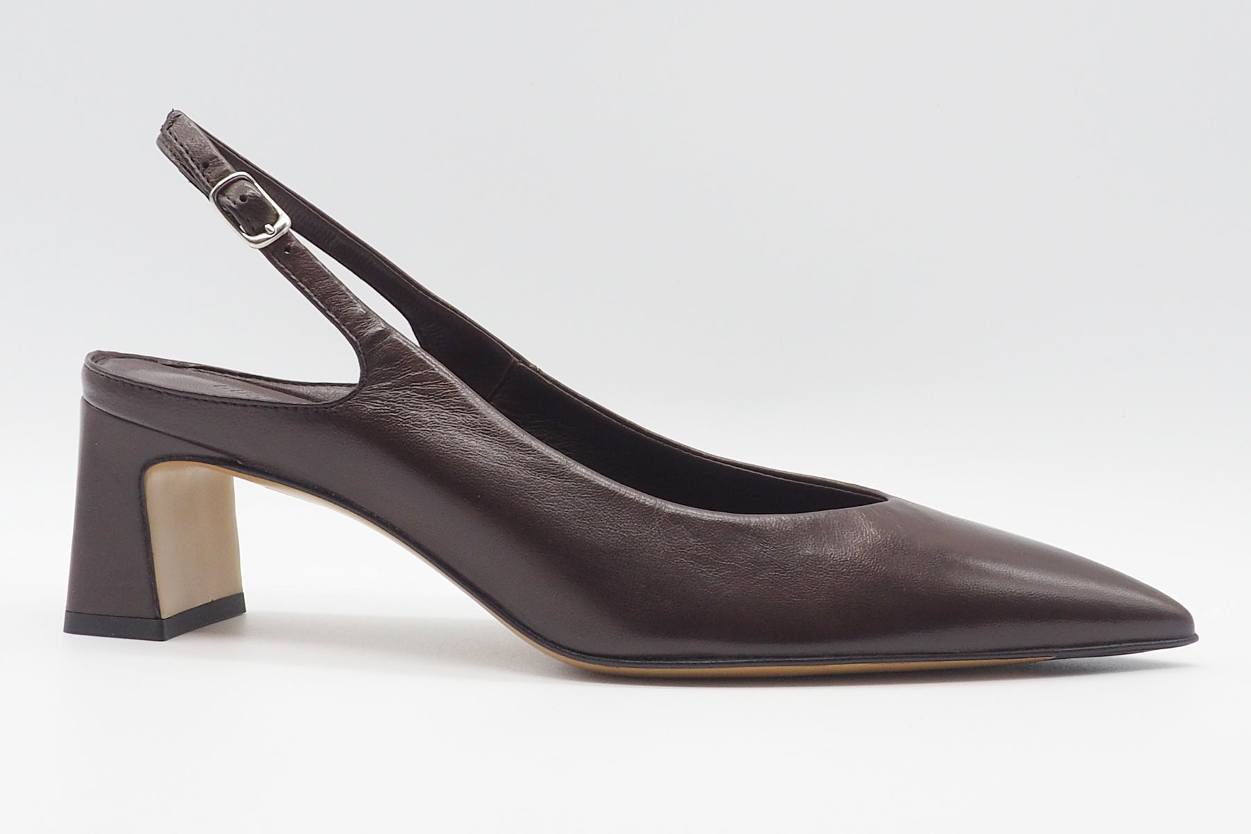 Damen Sling aus softem Leder in Dunkelbraun - 5 cm Absatz Damen Pumps & Slings Guglielmo Rotta