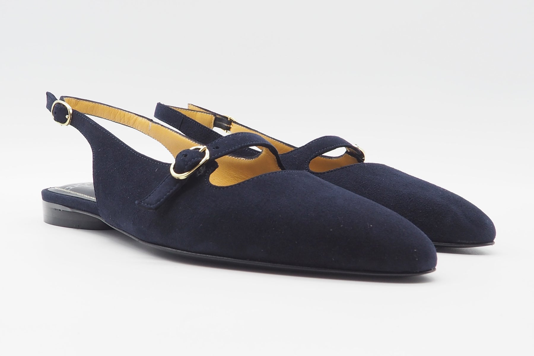 Damen Sling aus Veloursleder in Blau - Absatz 1cm Damen Pumps & Slings Truman´s 