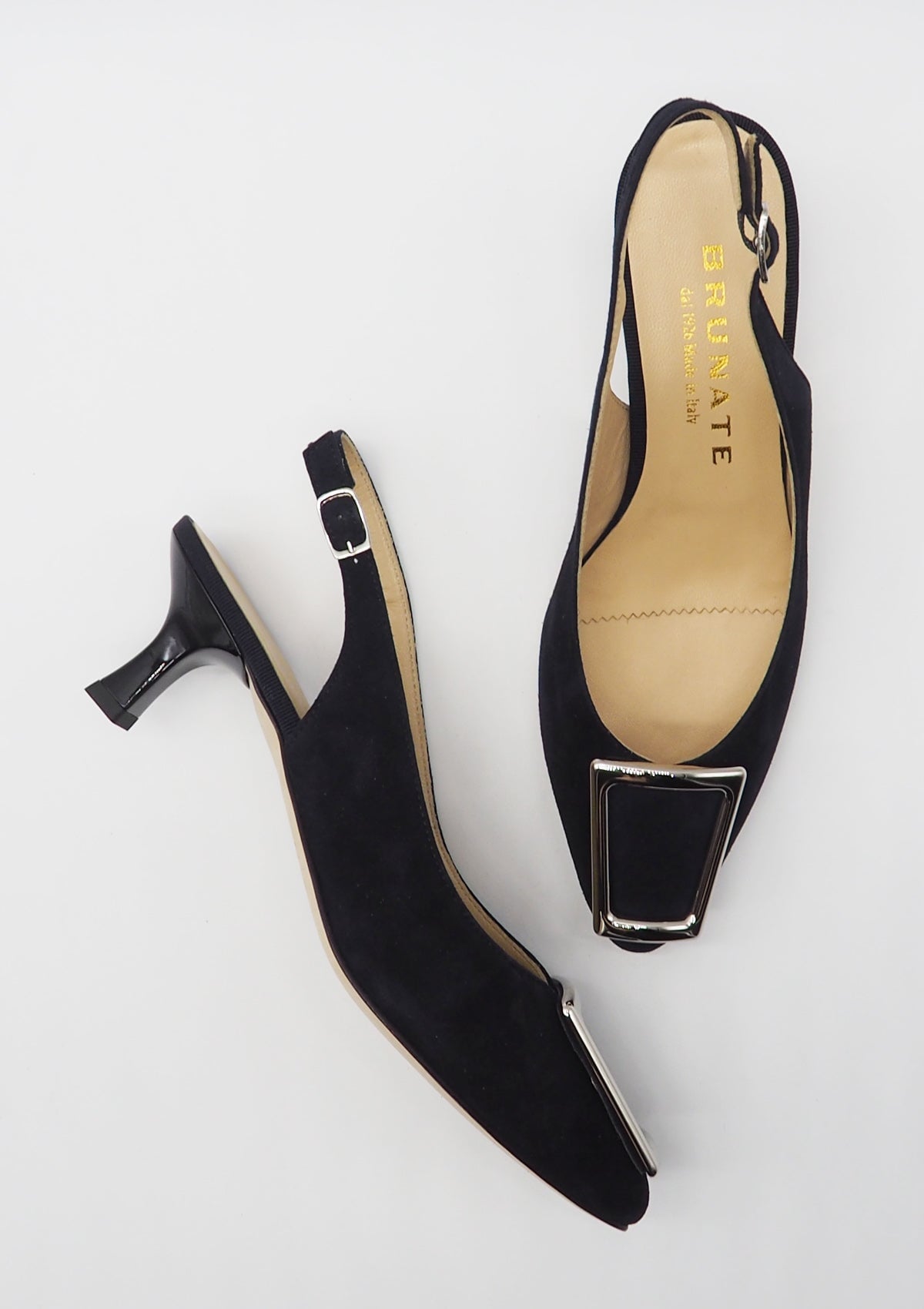 Damen Sling aus Veloursleder in Blau - Absatz 5cm Damen Pumps & Slings Brunate