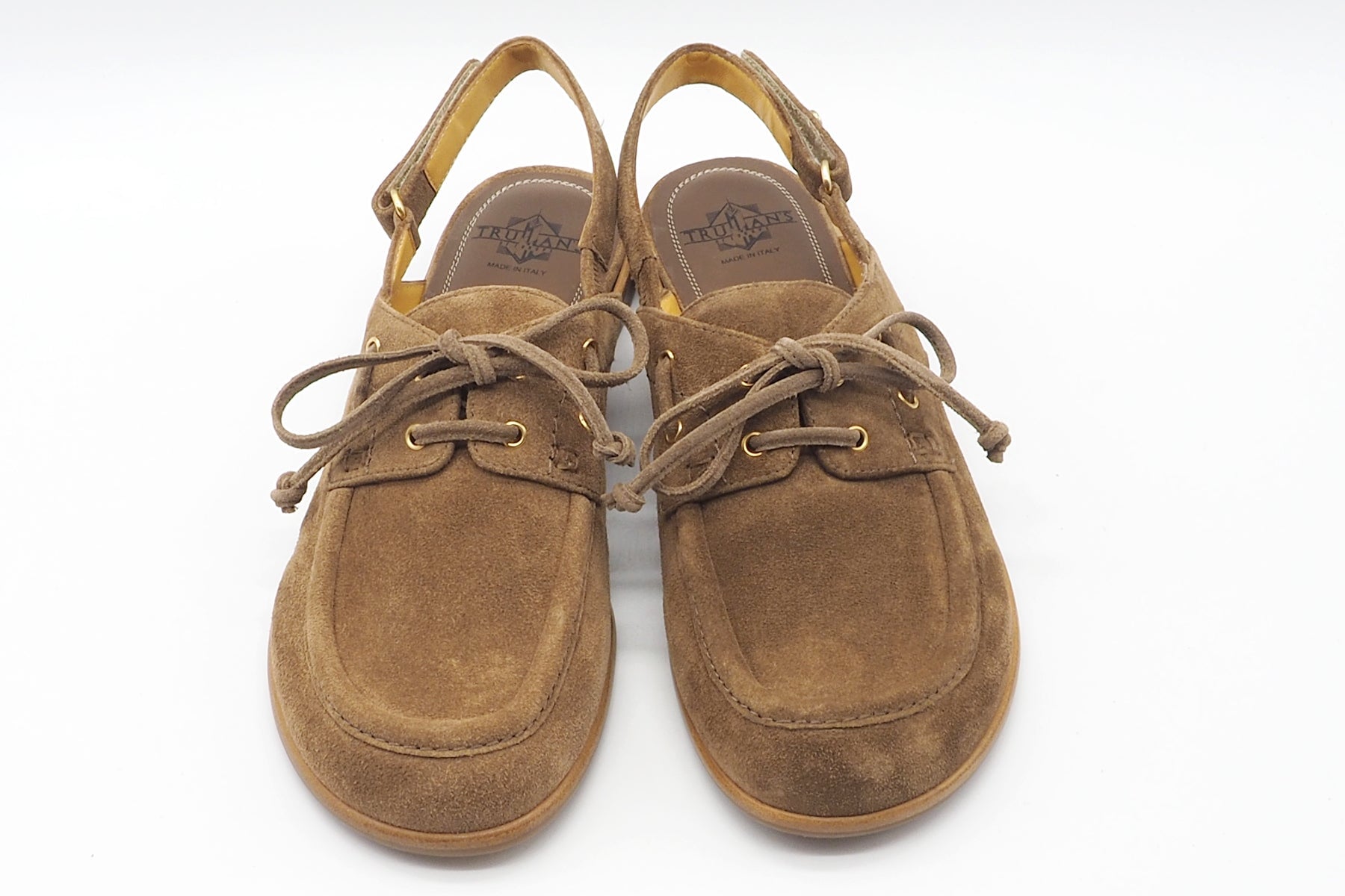 Damen Sling im Bootschuhstil aus Veloursleder in Braun - Absatz 1 cm Damen Pumps & Slings Truman´s