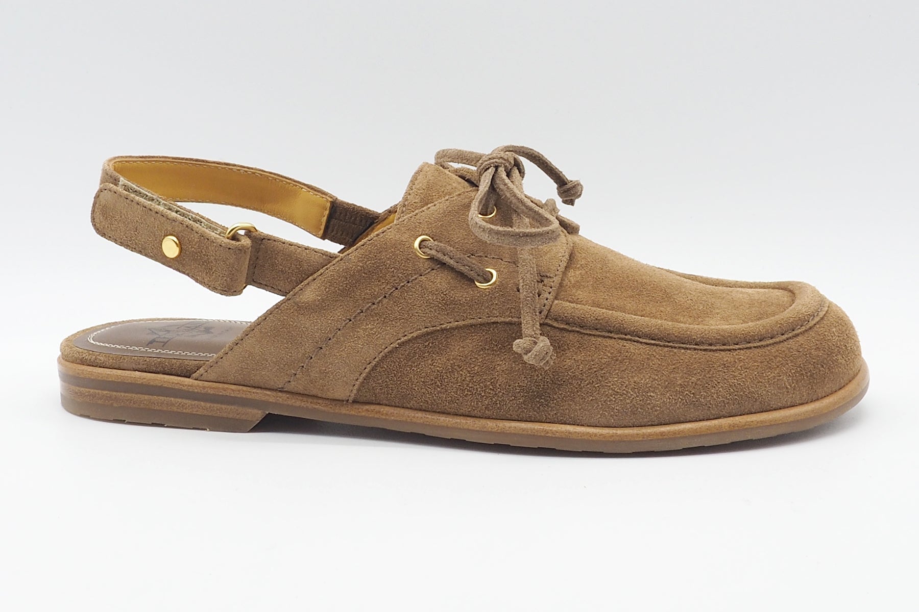 Damen Sling im Bootschuhstil aus Veloursleder in Braun - Absatz 1 cm Damen Pumps & Slings Truman´s