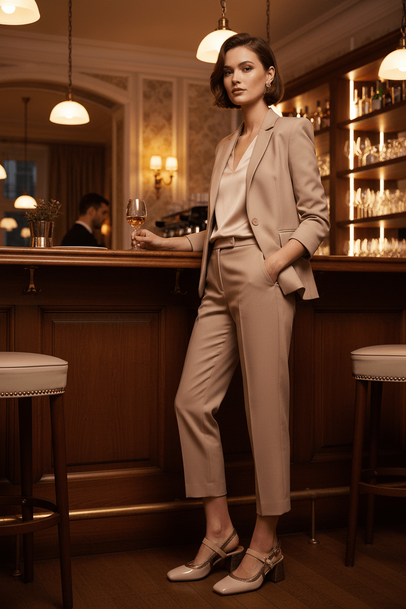 Damen Sling mit Ristriemen aus Lackleder in Rosé & Bronce - Absatz 6 cm Damen Pumps & Slings Chie Mihara