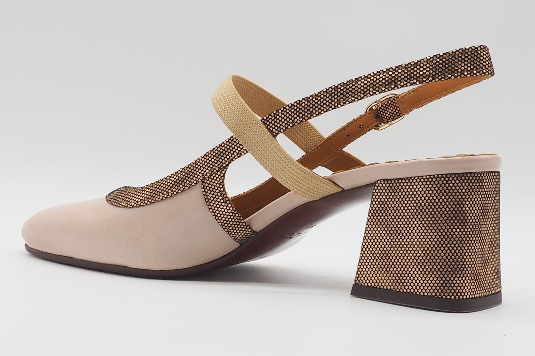 Damen Sling mit Ristriemen aus Lackleder in Rosé & Bronce - Absatz 6 cm Damen Pumps & Slings Chie Mihara
