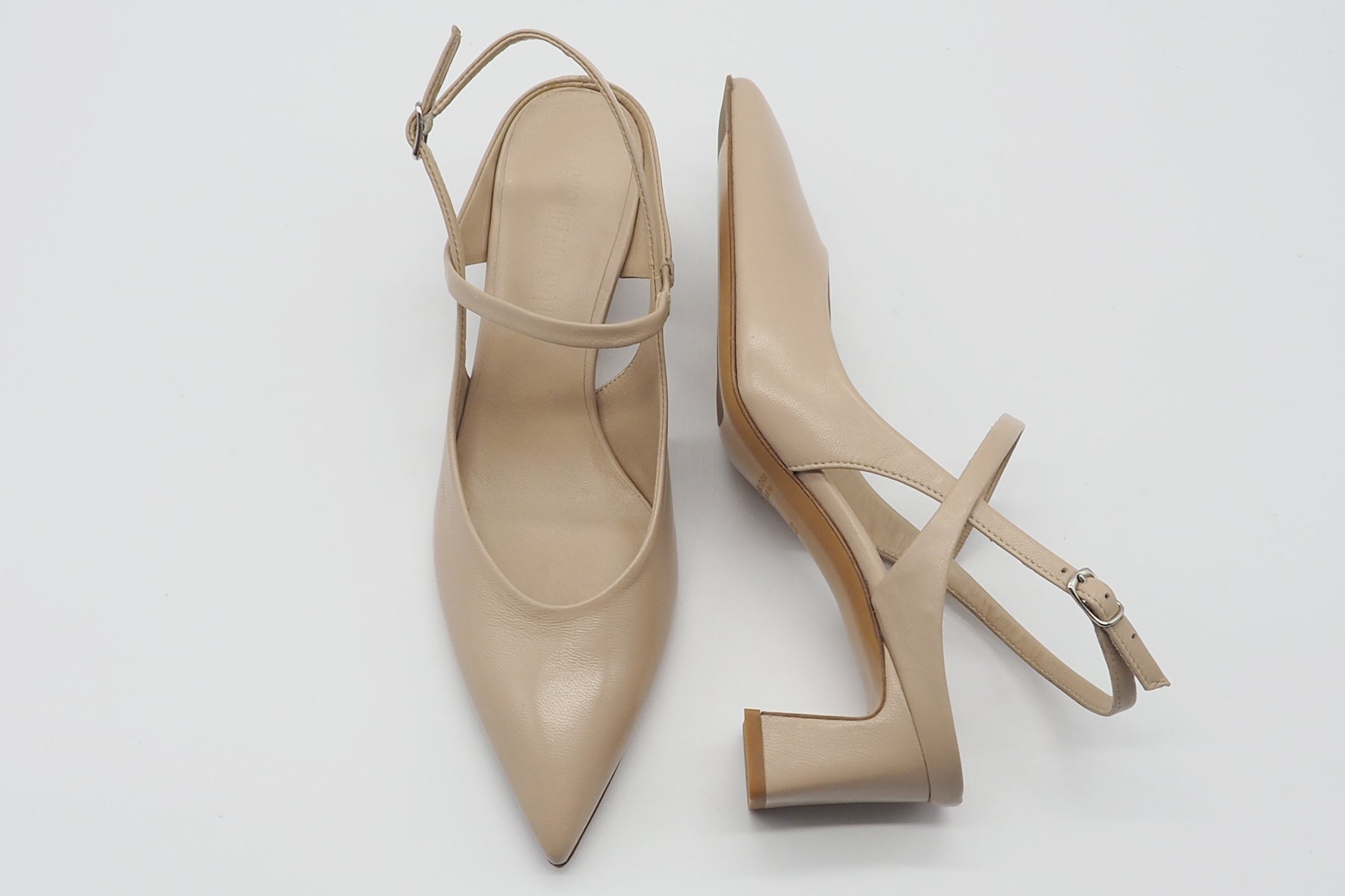 Damen Sling mit Ristriemen aus softem Leder in Skin - 5 cm Absatz Damen Pumps & Slings Guglielmo Rotta