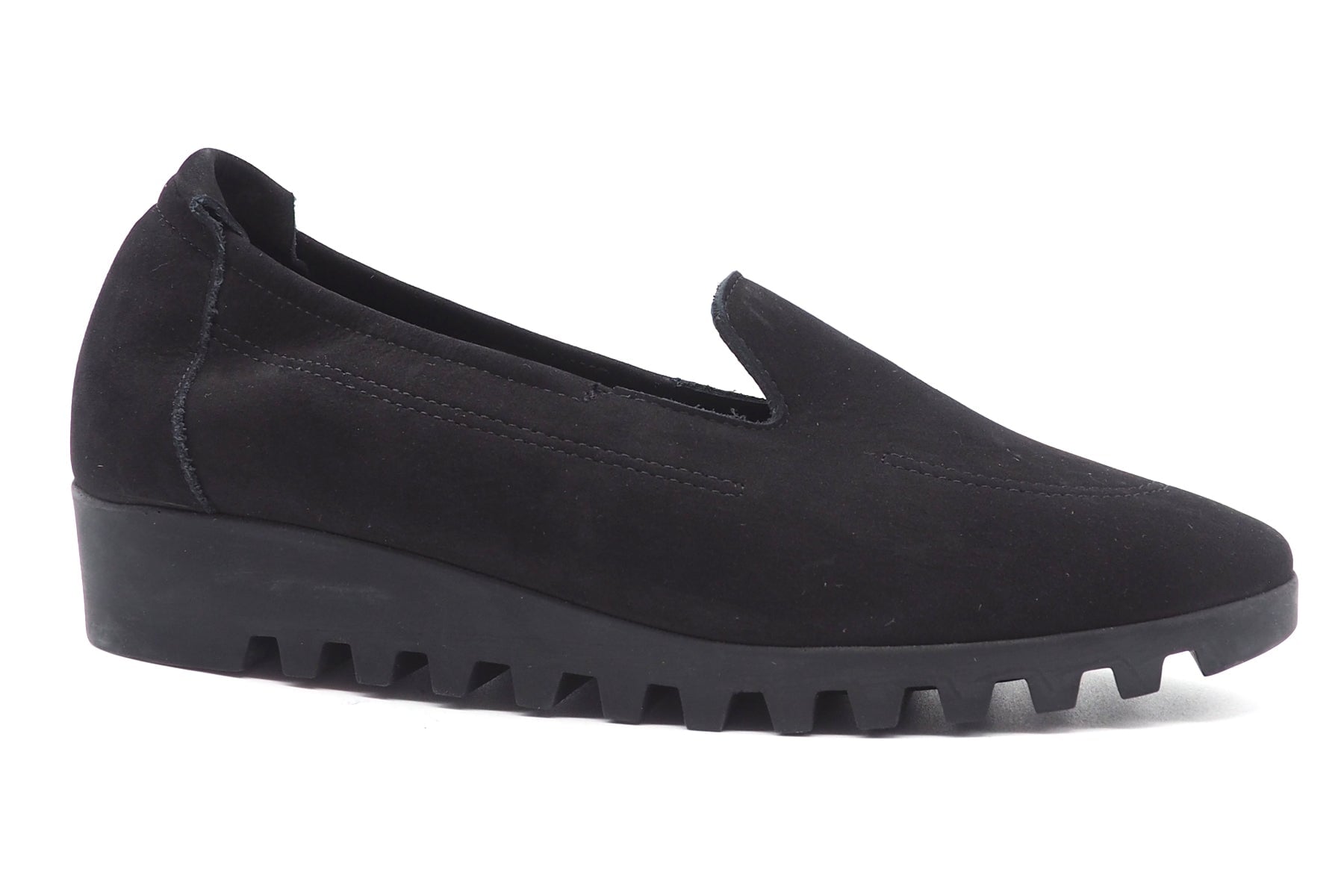 Damen Slipper aus softem Nubukleder in Schwarz - Lomhoo Damen Loafers & Schnürer Arche