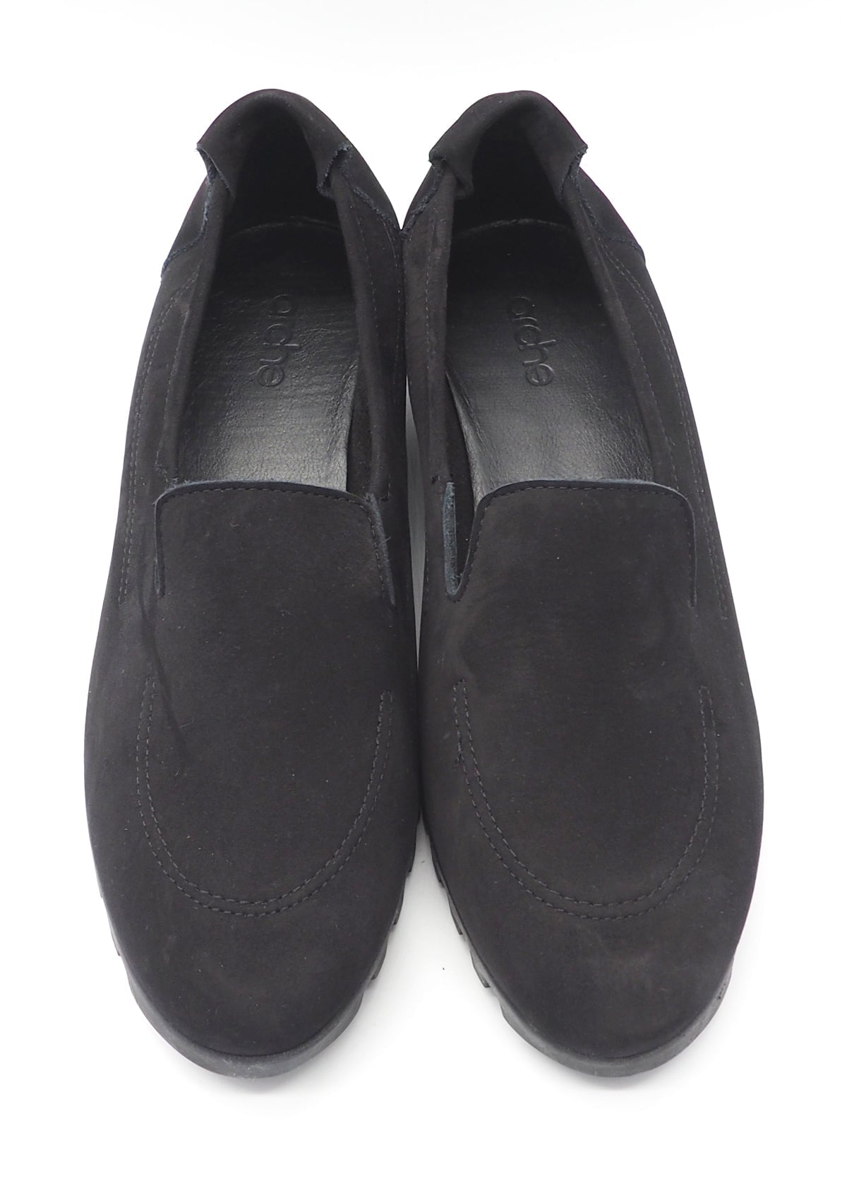 Damen Slipper aus softem Nubukleder in Schwarz - Lomhoo Damen Loafers & Schnürer Arche