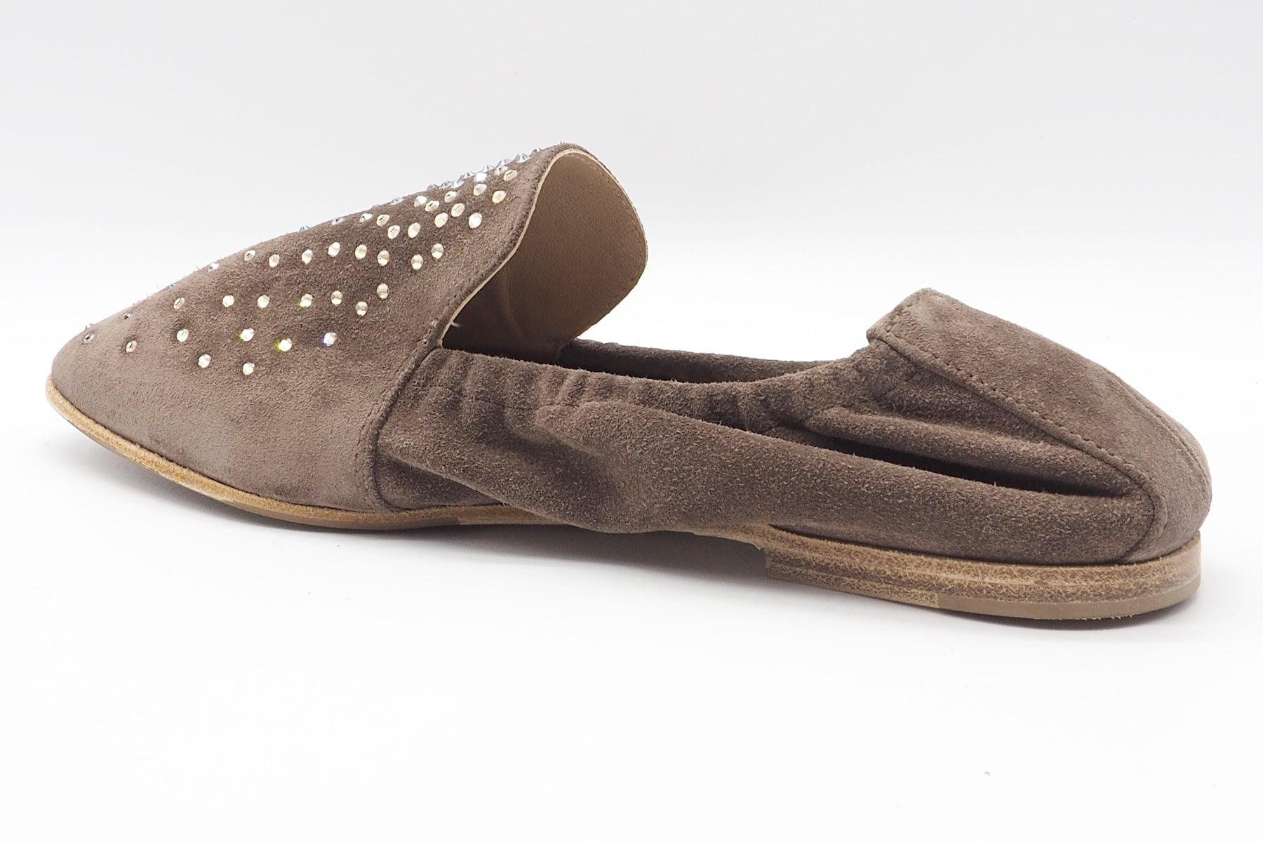 Damen Slipper aus Veloursleder in Braun mit Strasssteinen Damen Loafers & Schnürer Kennel & Schmenger