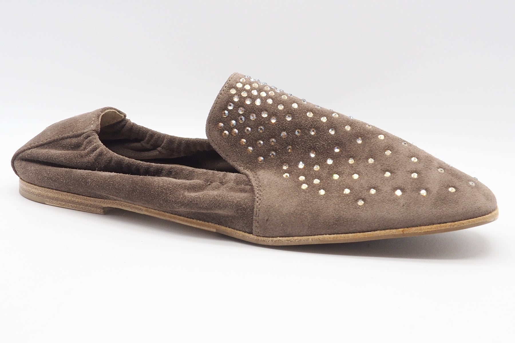 Damen Slipper aus Veloursleder in Braun mit Strasssteinen Damen Loafers & Schnürer Kennel & Schmenger