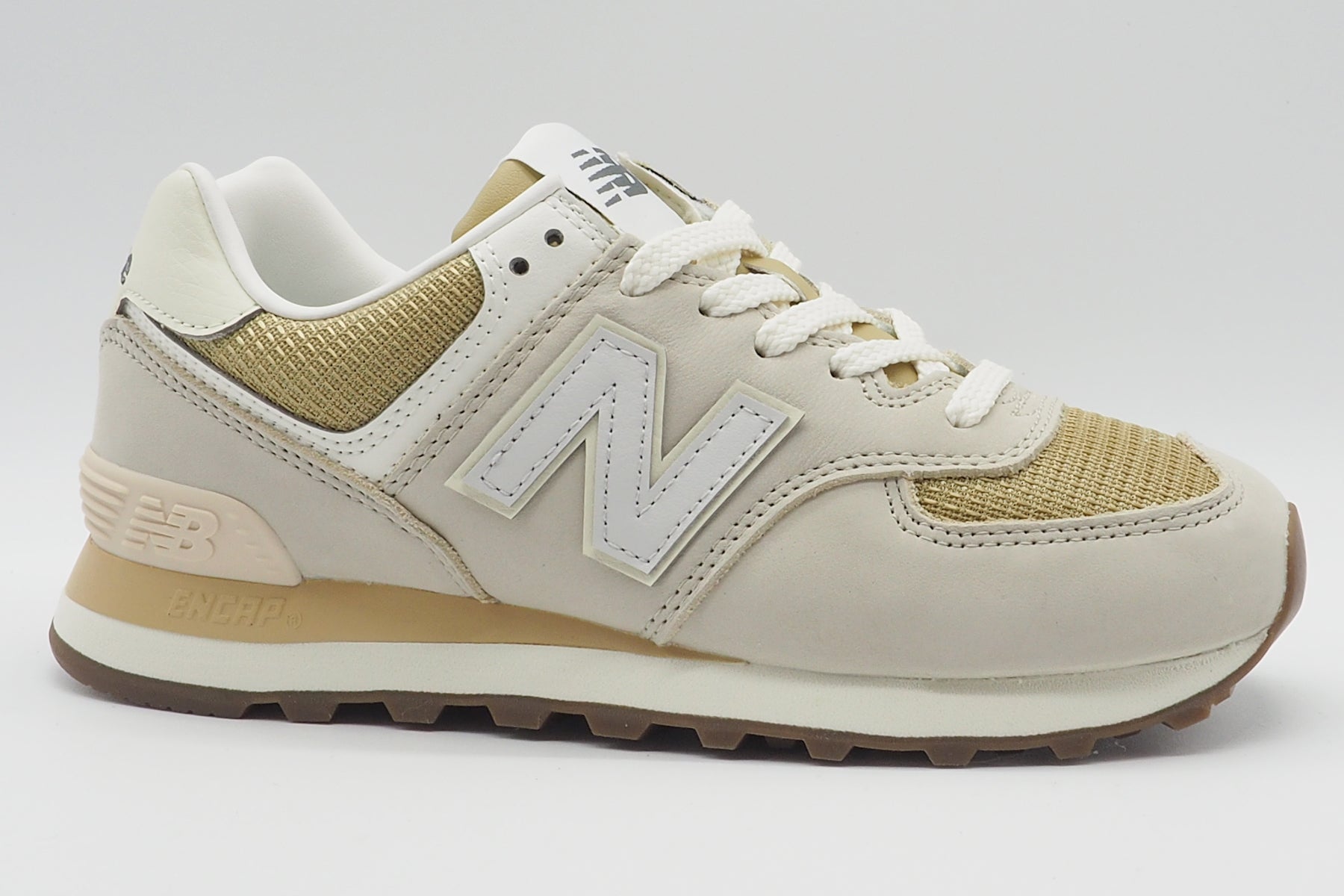 Damen Sneaker 574 in aus Veloursleder & Mesh in Beige & Gold Damen Sneaker New Balance