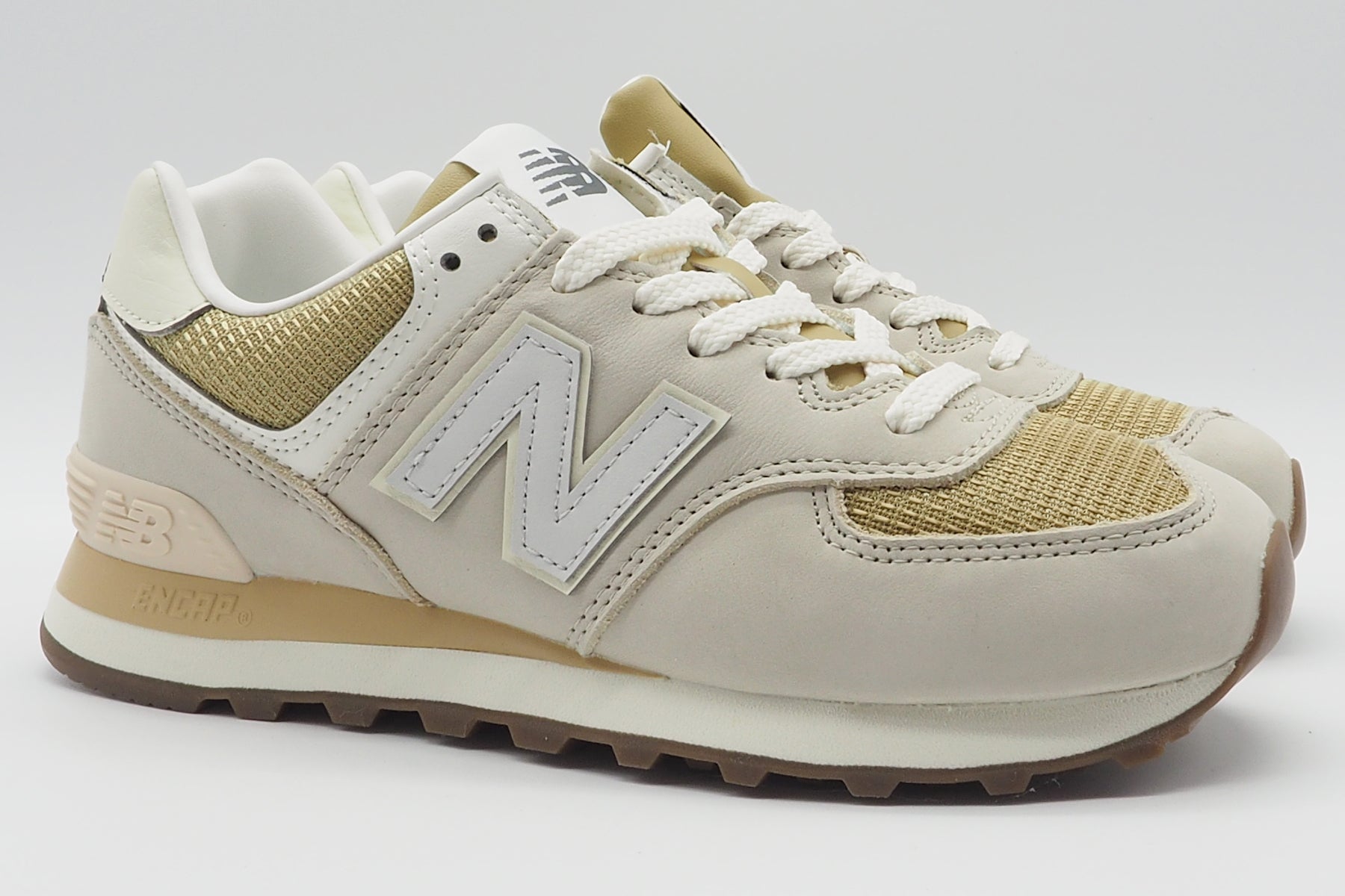 Damen Sneaker 574 in aus Veloursleder & Mesh in Beige & Gold Damen Sneaker New Balance