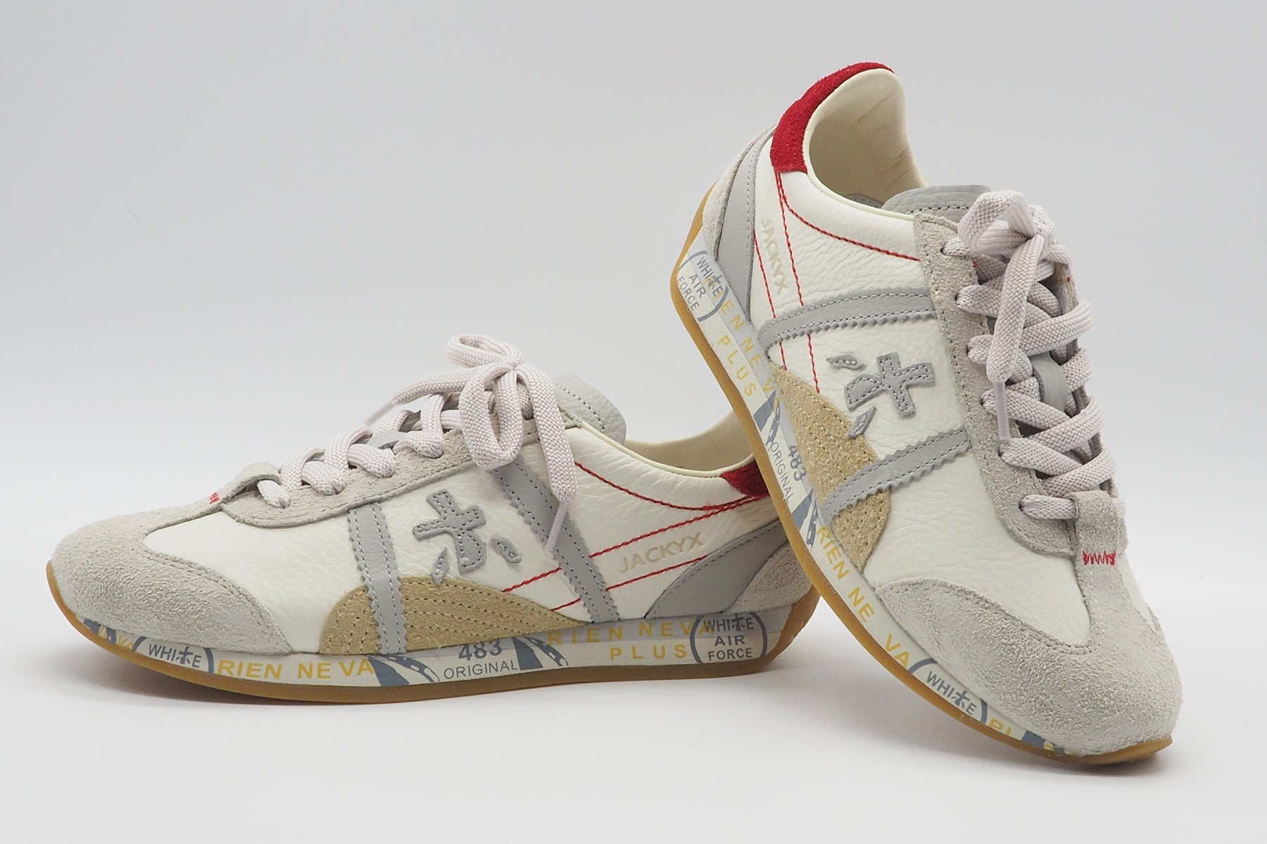 Damen Sneaker aus Leder im Retrostil in Offwhite & Grau - Jacky Damen Sneaker Premiata