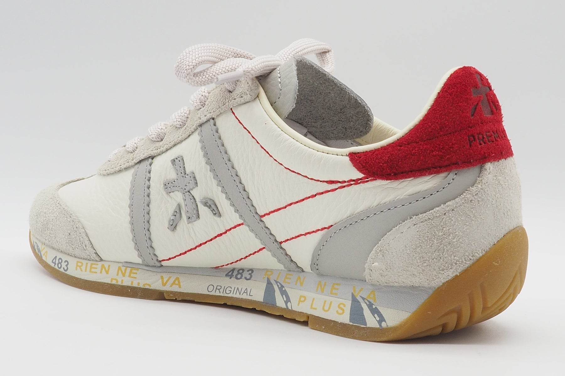 Damen Sneaker aus Leder im Retrostil in Offwhite & Grau - Jacky Damen Sneaker Premiata