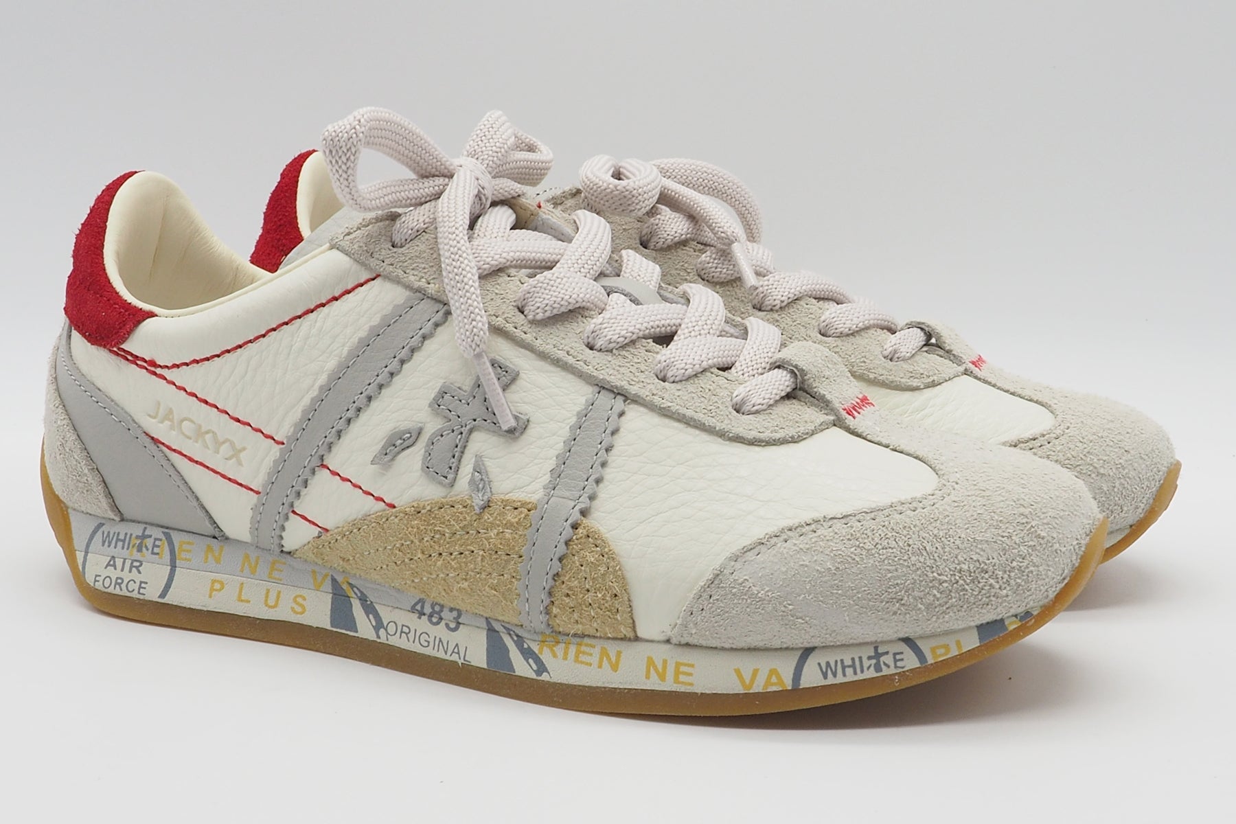 Damen Sneaker aus Leder im Retrostil in Offwhite & Grau - Jacky Damen Sneaker Premiata