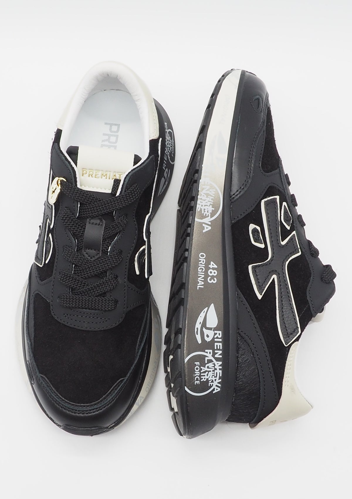 Damen Sneaker aus Leder & Velours in Schwarz - Lauryn Damen Sneaker Premiata