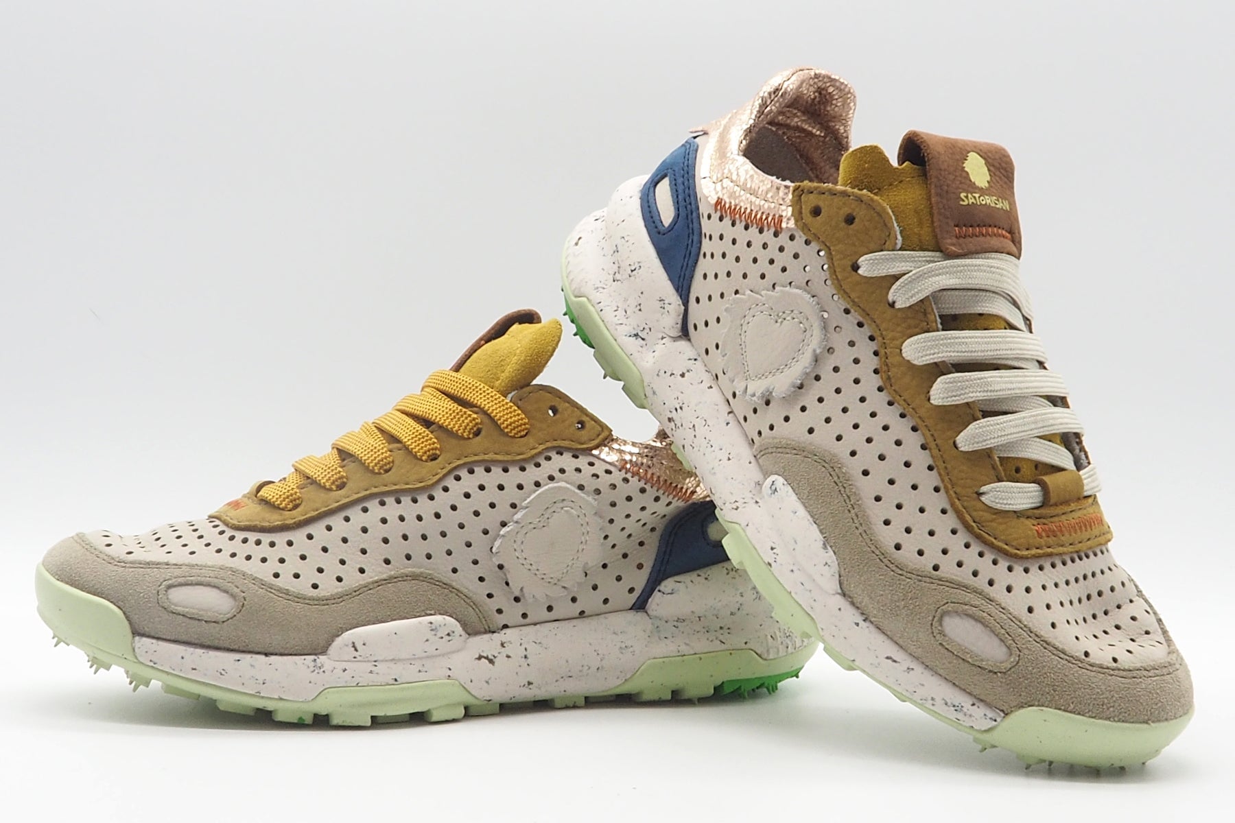 Damen Sneaker aus Nubukleder in Creme, Senf & Metallic - Chacrona Damen Sneaker Satorisan
