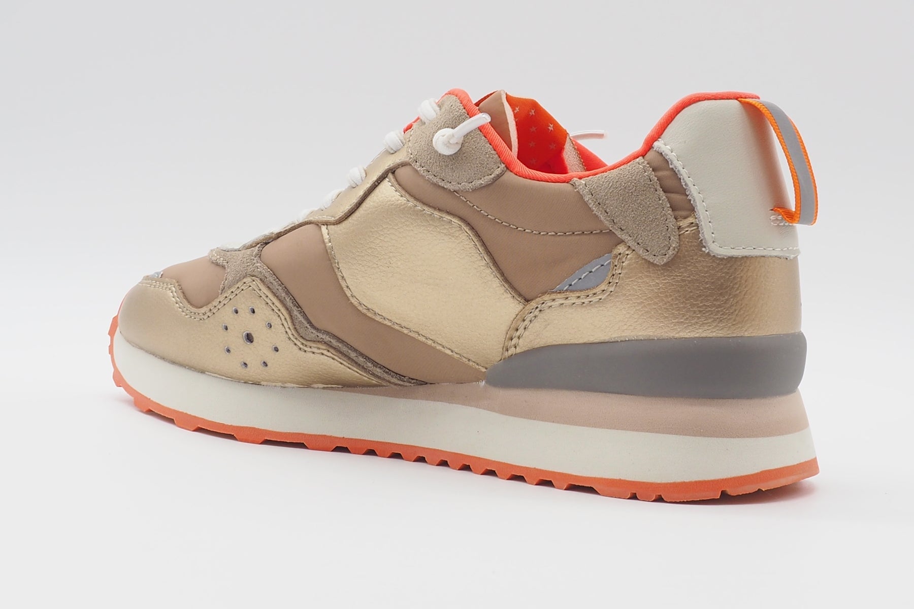 Damen Sneaker aus Nylon & Veloursleder in Caramel & Gold & Leichtsohle Damen Sneaker Maripé