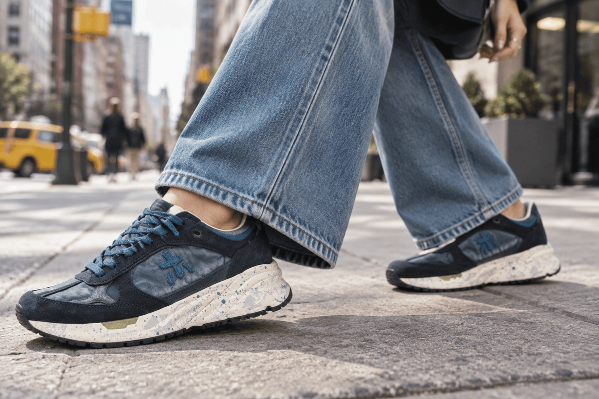 Damen Sneaker aus Velours & Textil in gewaschener Optik in Blau - Mased Damen Sneaker Premiata