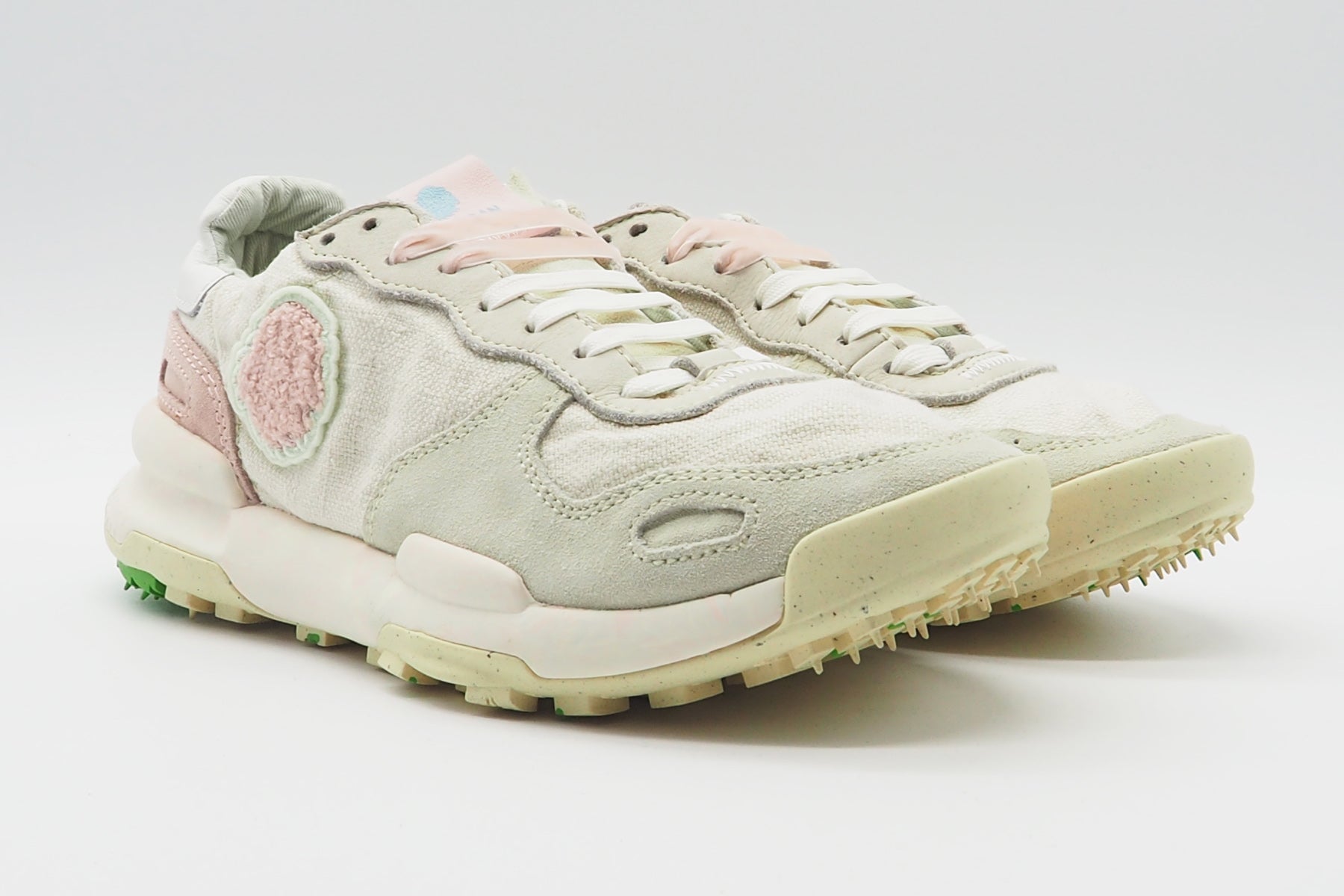 Damen Sneaker aus Veloursleder & Leinen in Creme - Chacrona Linen Damen Sneaker Satorisan