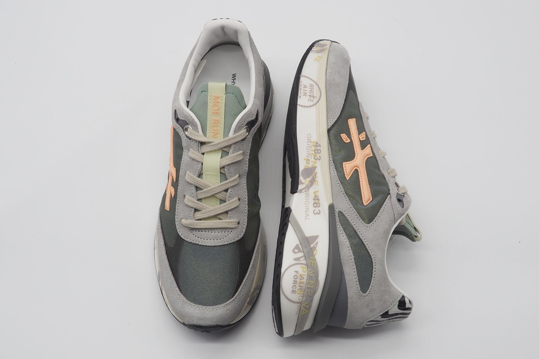 Damen Sneaker aus Veloursleder & Mesh in Grau & Olivgrün - Moerund Damen Sneaker Premiata