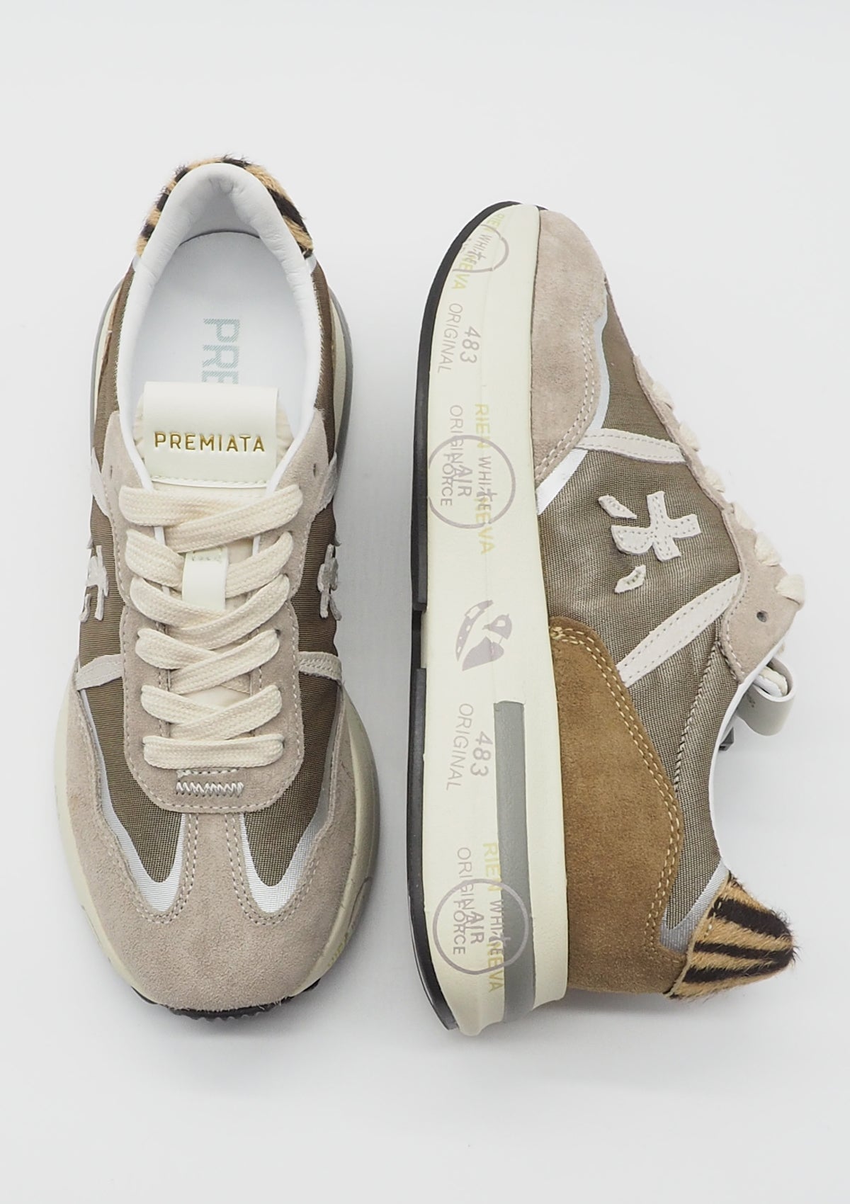 Damen Sneaker aus Veloursleder & Mesh in Taupe/Braun - Cassie Damen Sneaker Premiata