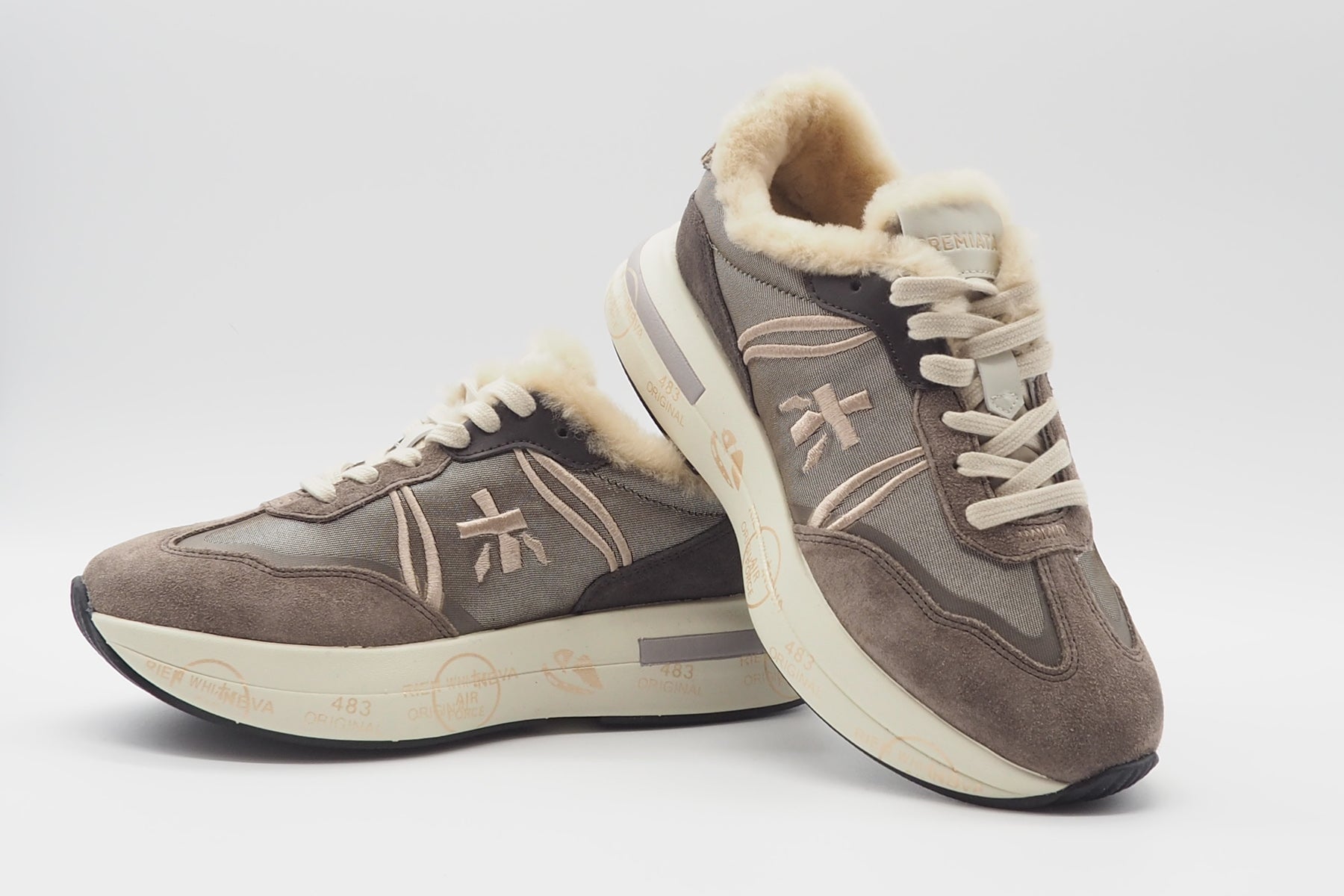 Damen Sneaker aus Veloursleder & Mesh mit Lammfell - Cassie Damen Sneaker Premiata