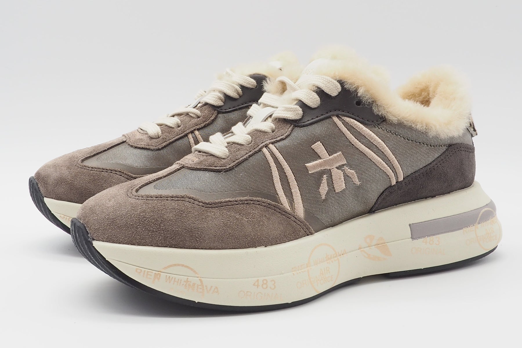 Damen Sneaker aus Veloursleder & Mesh mit Lammfell - Cassie Damen Sneaker Premiata