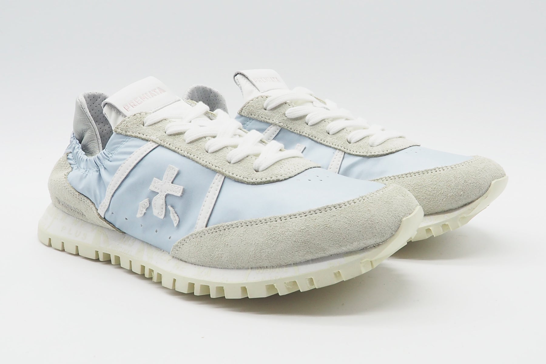 Damen Sneaker aus Veloursleder & Nylon in Hellblau & Grau - Seand Damen Sneaker Premiata