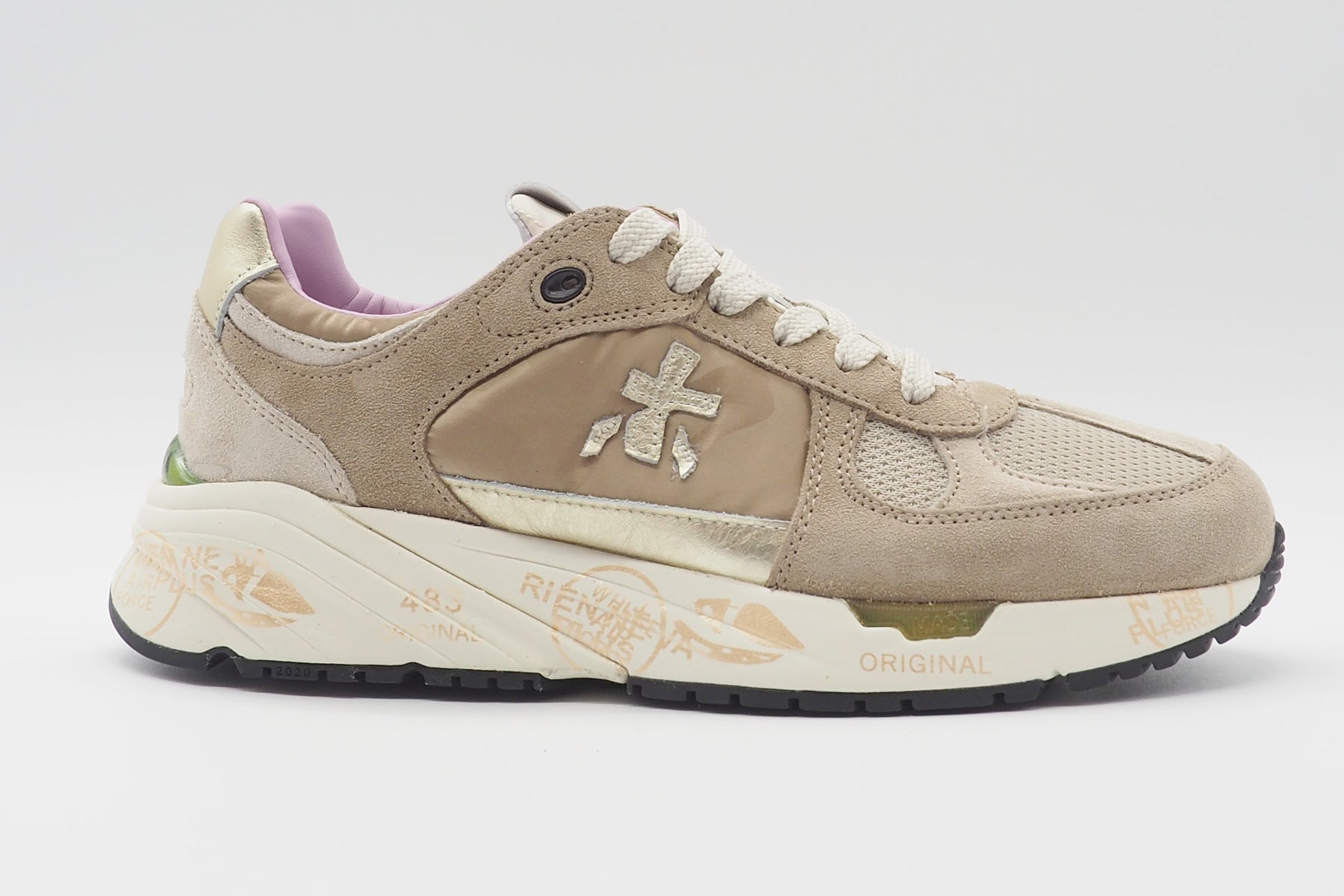 Damen Sneaker aus Veloursleder & Nylon in Sand & Gold - Mased Damen Sneaker Premiata