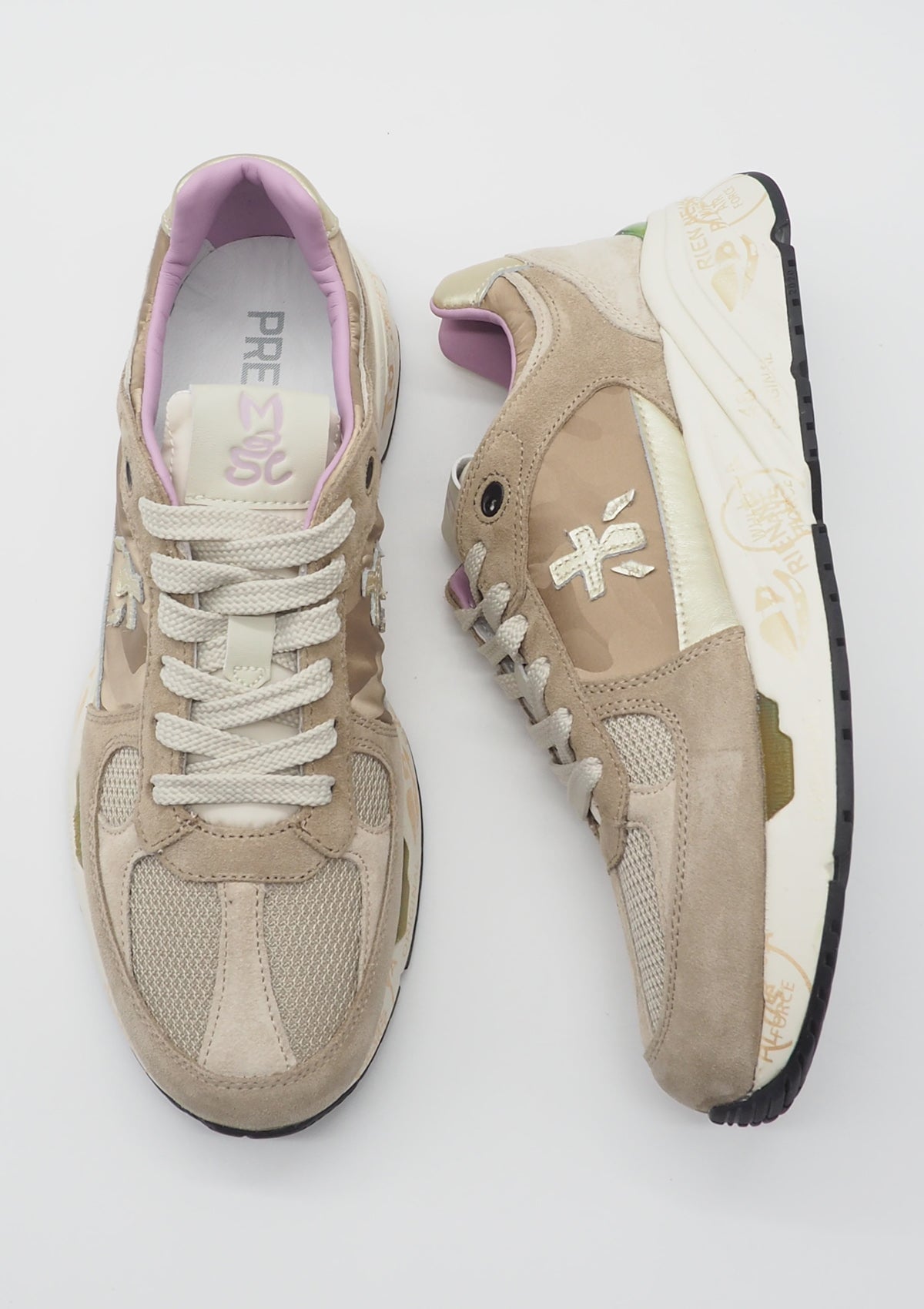 Damen Sneaker aus Veloursleder & Nylon in Sand & Gold - Mased Damen Sneaker Premiata