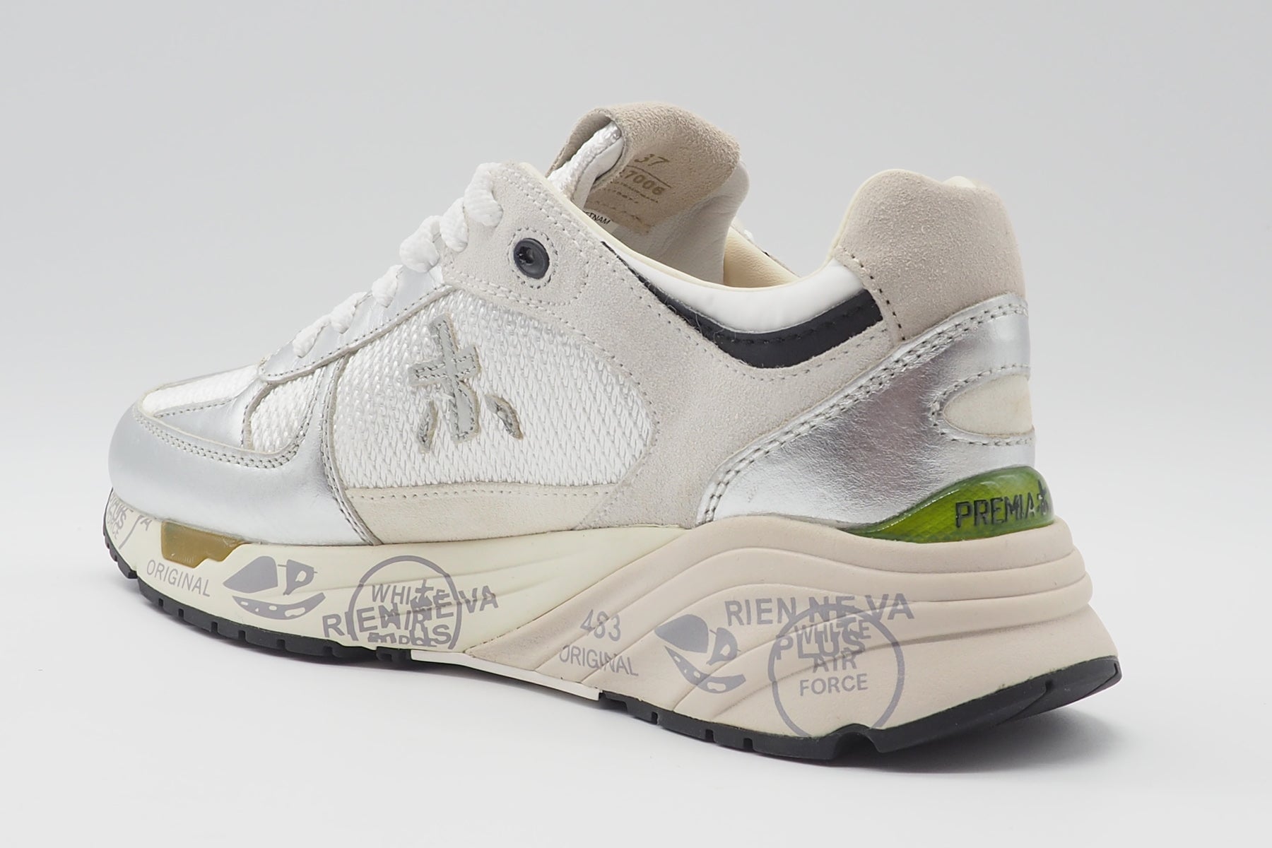 Damen Sneaker aus Veloursleder & Nylon in Weiss & Silber - Mased Damen Sneaker Premiata