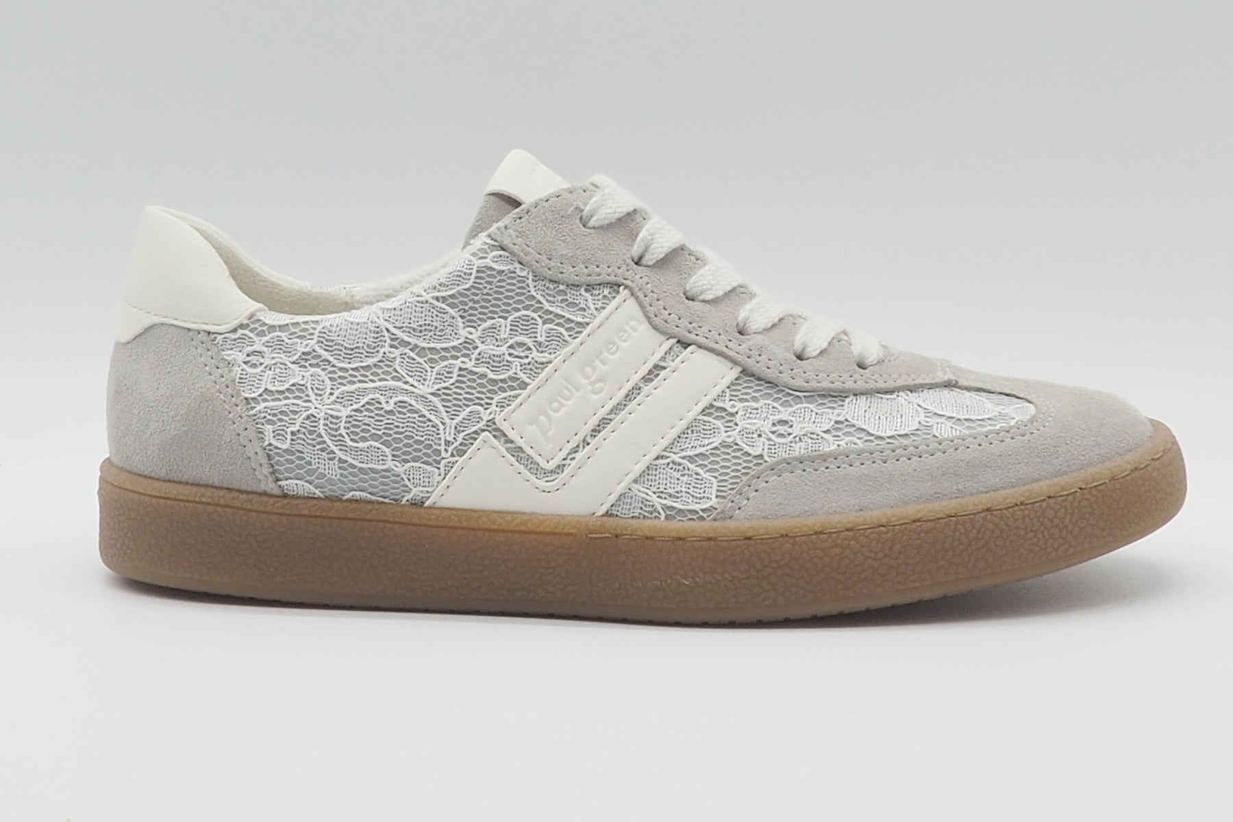 Damen Sneaker im Retrostil aus Veloursleder & Spitze in Hellgrau Damen Sneaker Paul Green